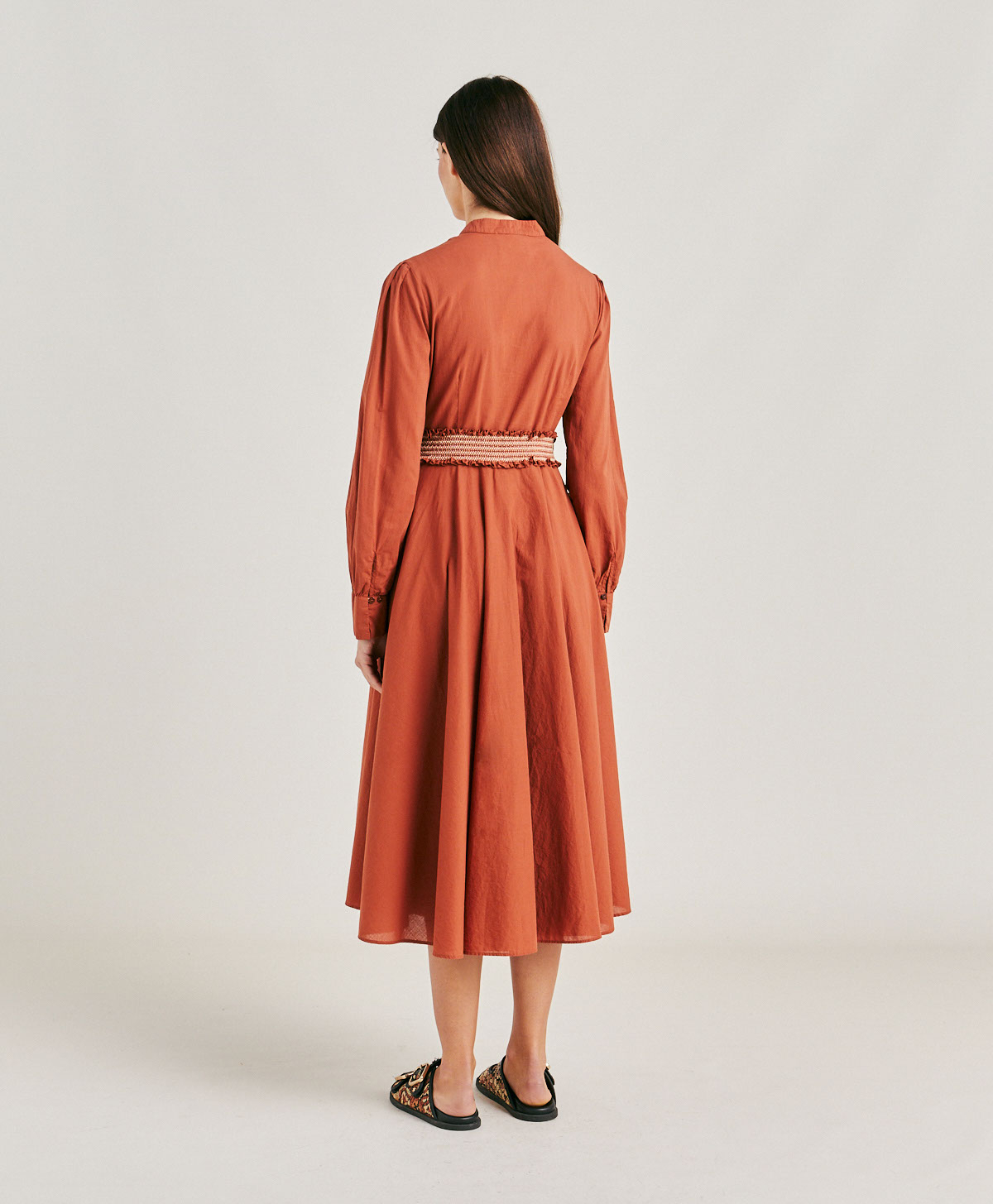 SINZIAS DRESS WITH COTTON VOILE - TERRACOTTA - Momonì