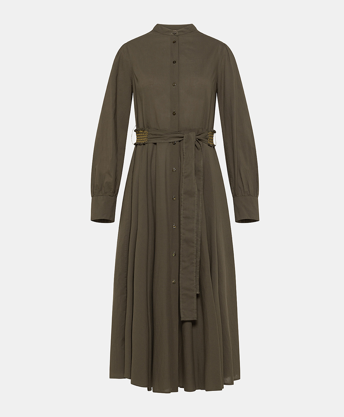SINZIAS DRESS WITH COTTON VOILE - ARMY GREEN - Momonì