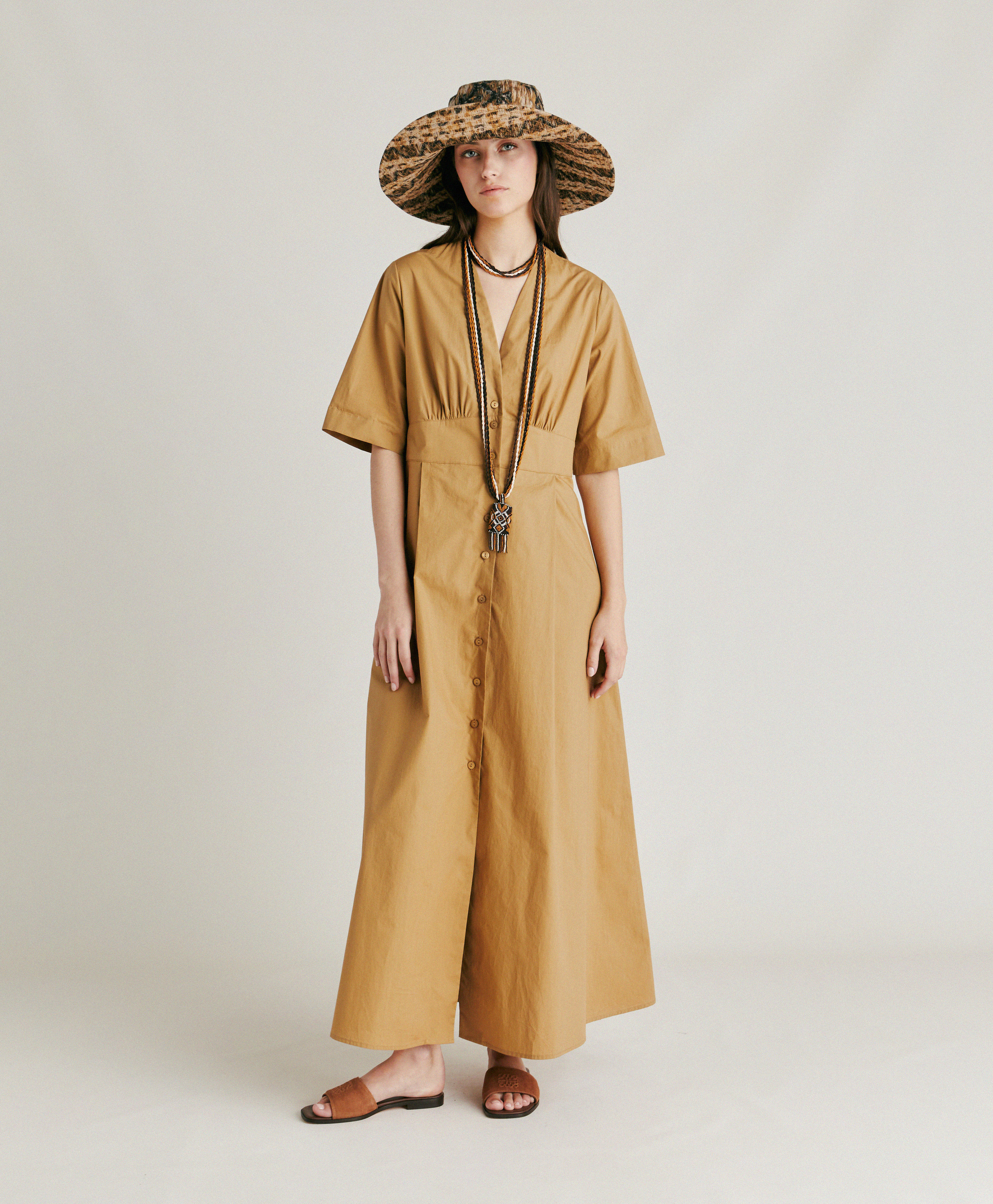 ROBE MARTINELLA EN POPELINE - SABLE - Momonì