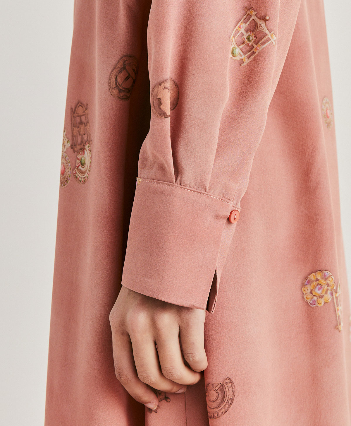 CALA JUNCO DRESS IN CREPE DE CHINE  - ROSE MULTICOLOUR - Momonì