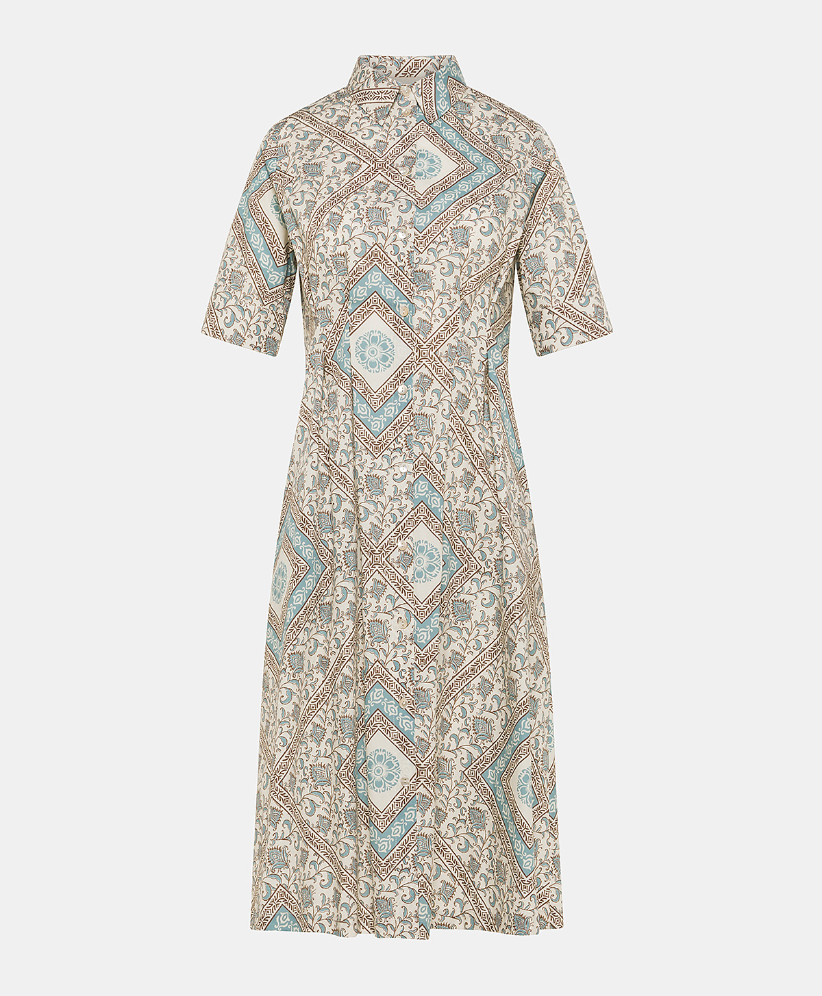 ILARIA DRESS IN POPLIN - CREAM/DUSTY - Momonì