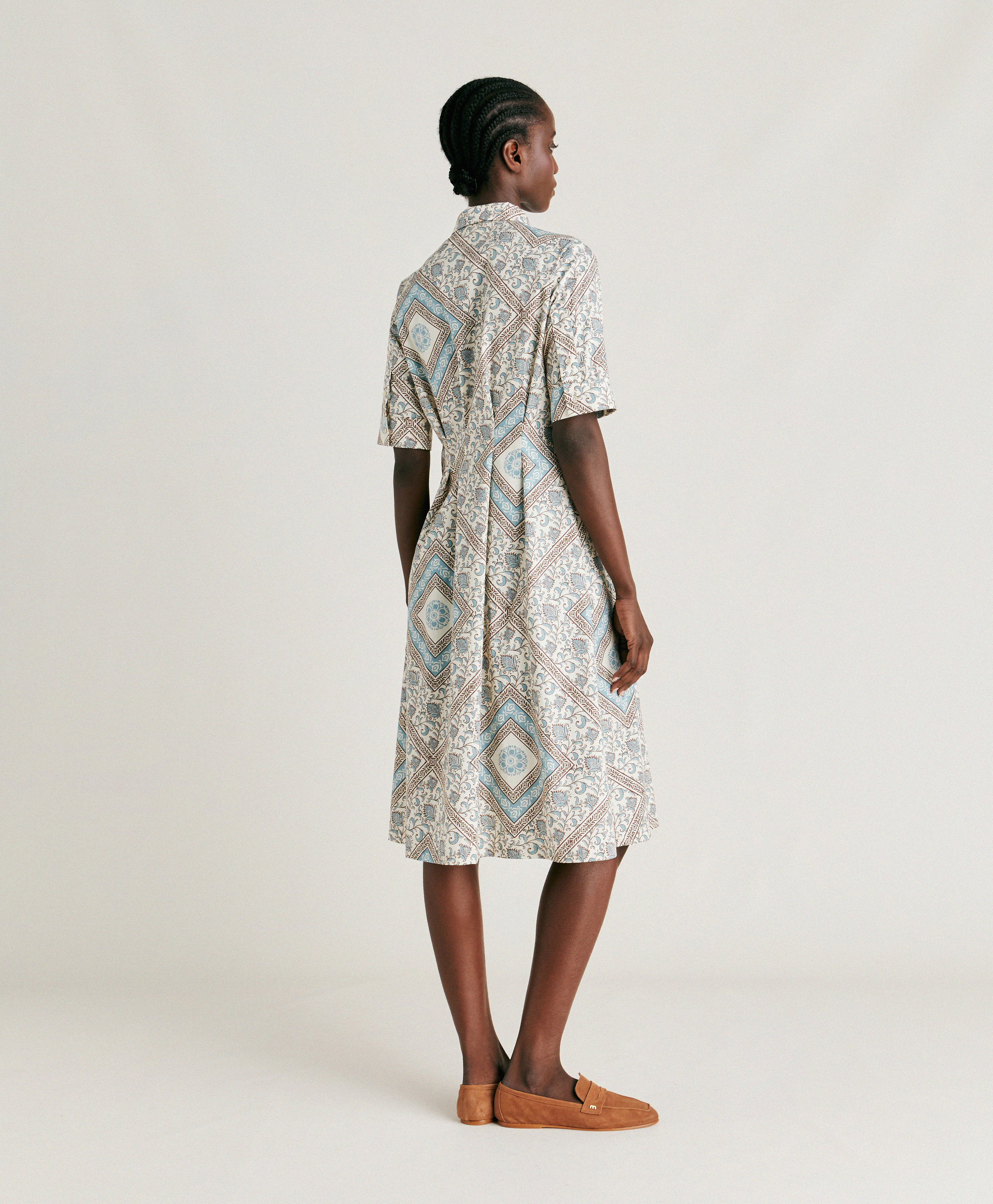 ILARIA DRESS IN POPLIN - CREAM/DUSTY - Momonì