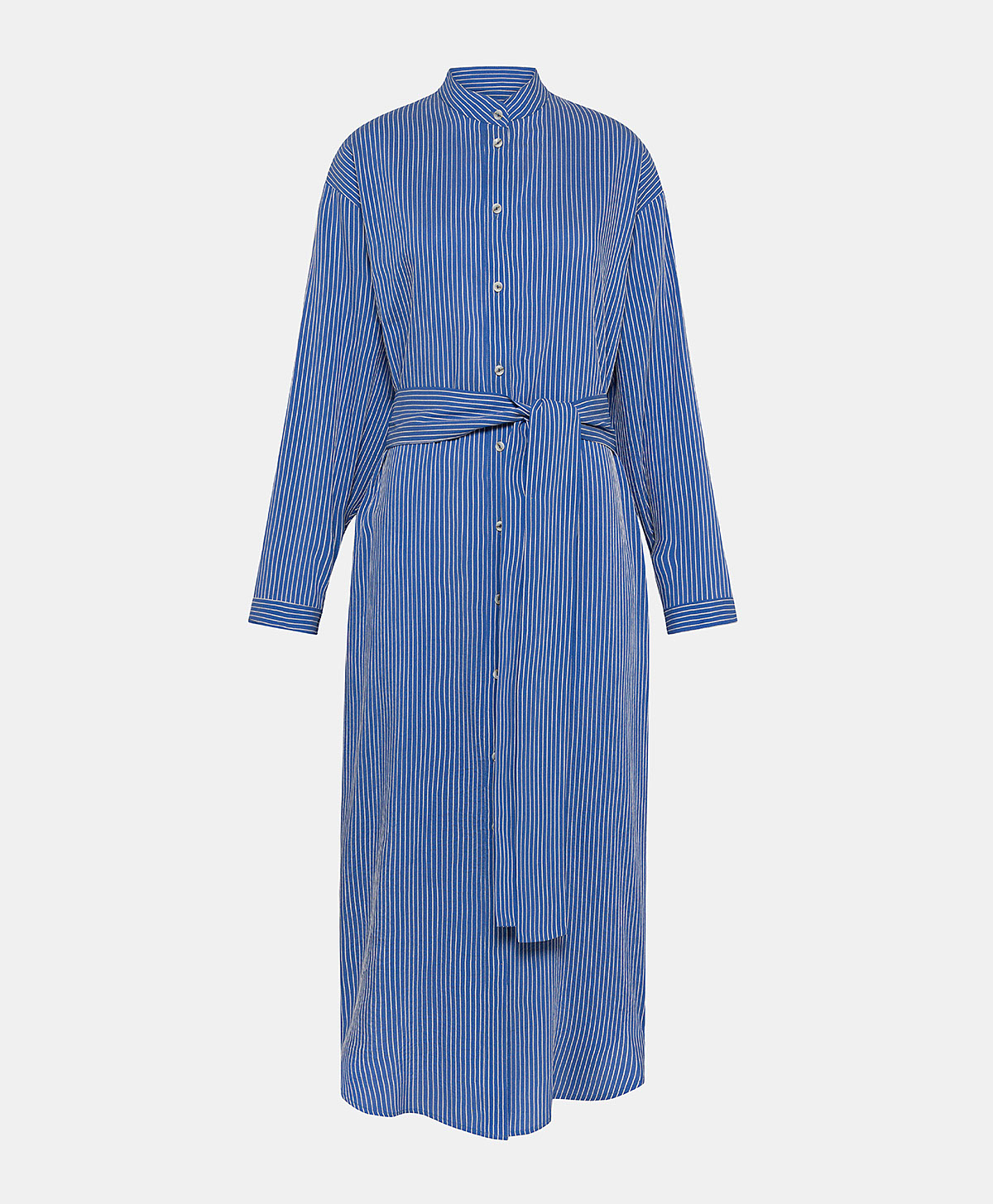 ZAIRA DRESS IN MULTI STRIPED VISCOSE SILK - LIGHT BLUE/CREAM - Clothing - Momonì