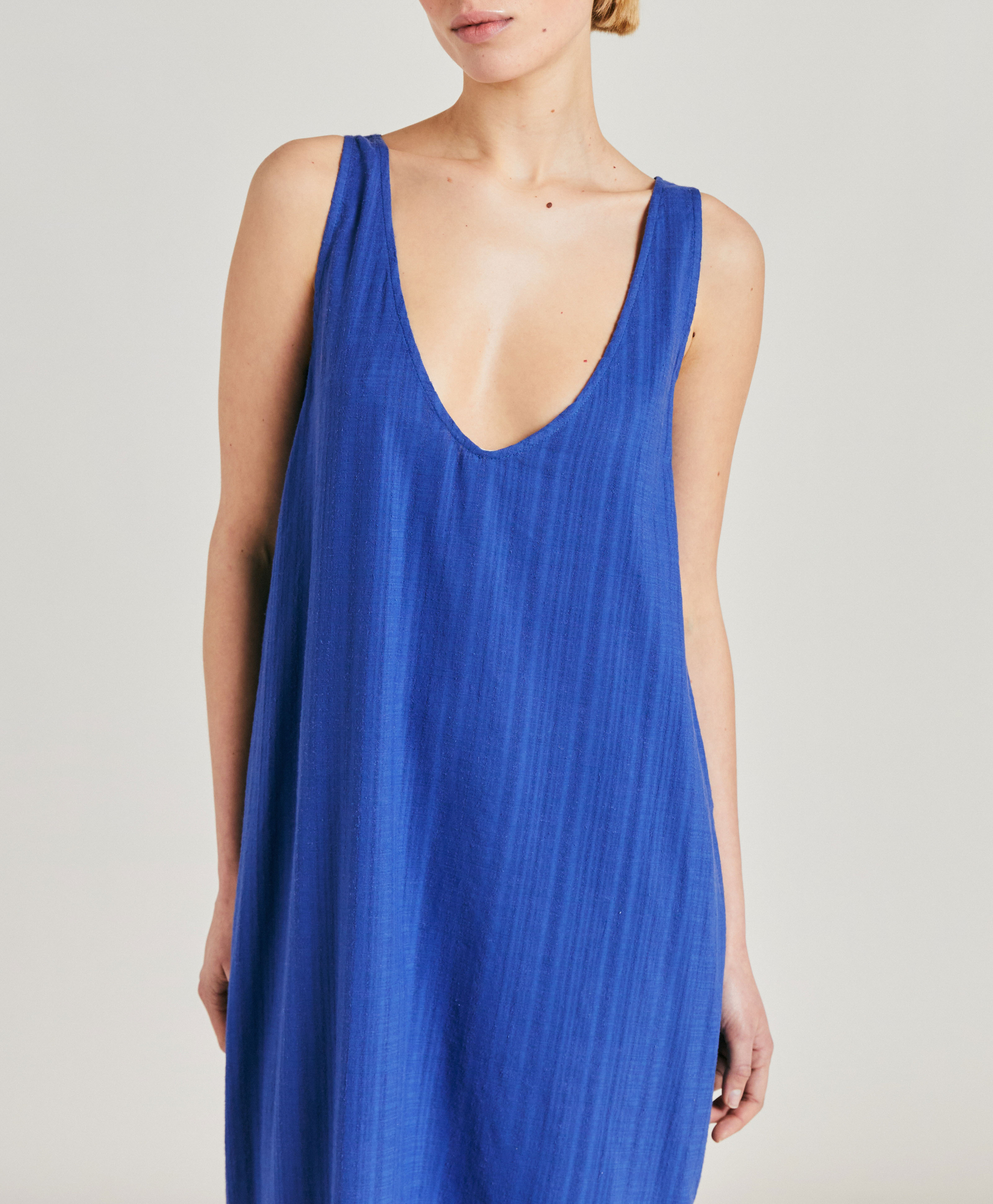 ROBE CATARIA EN GAZE - BLEU - Momonì