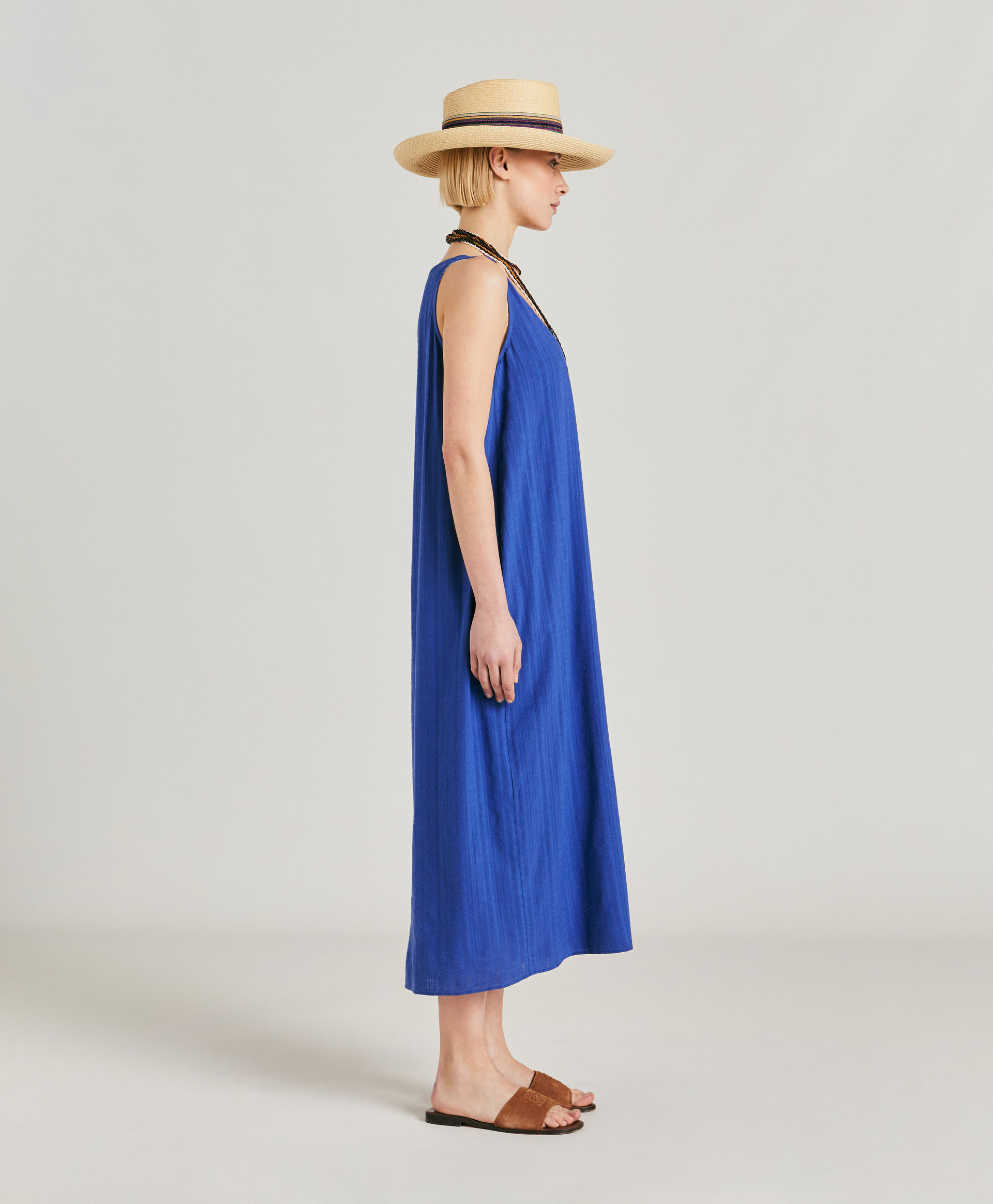 ROBE CATARIA EN GAZE - BLEU - Momonì