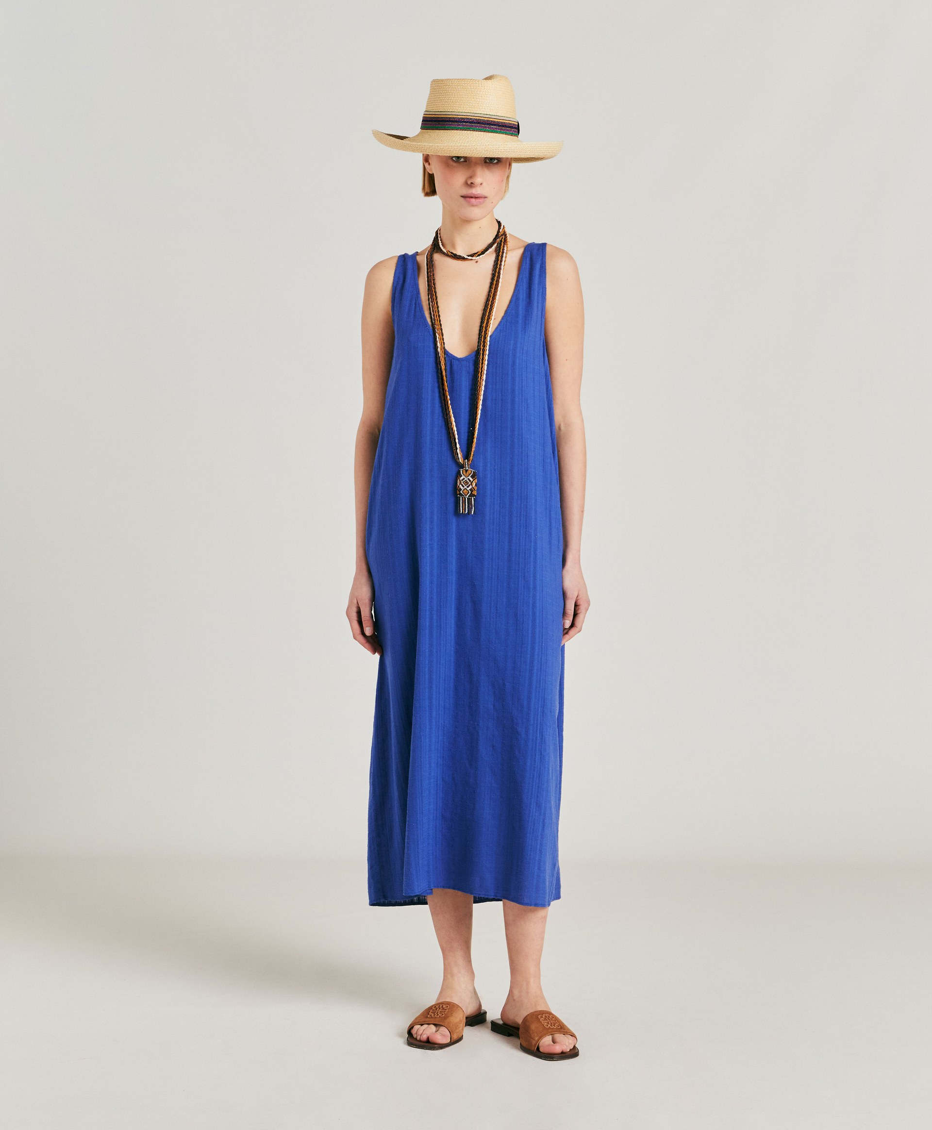 ROBE CATARIA EN GAZE - BLEU - Momonì