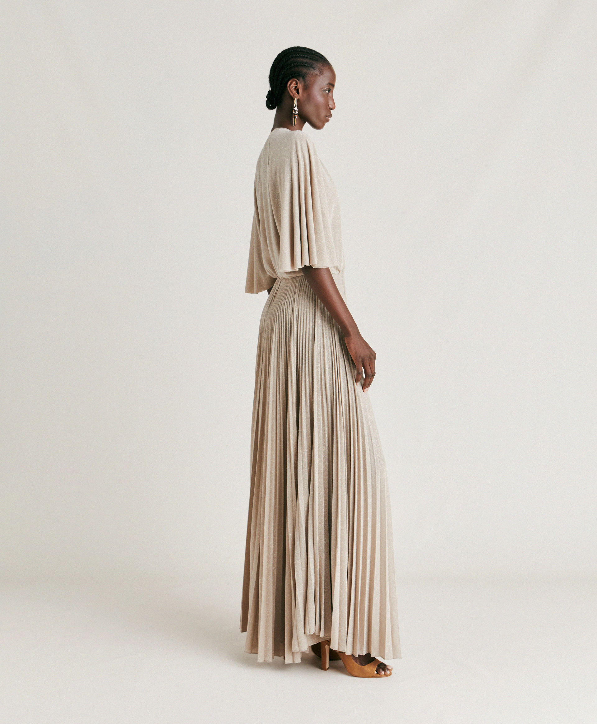 PARADISU DRESS IN LUREX JERSEY - SAND - Momonì