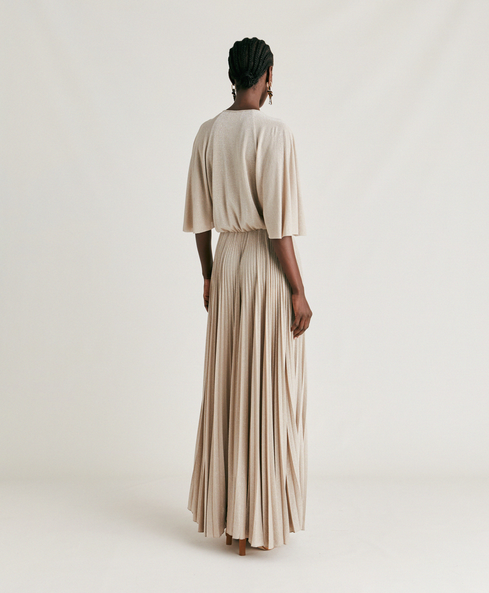 PARADISU DRESS IN LUREX JERSEY - SAND - Momonì