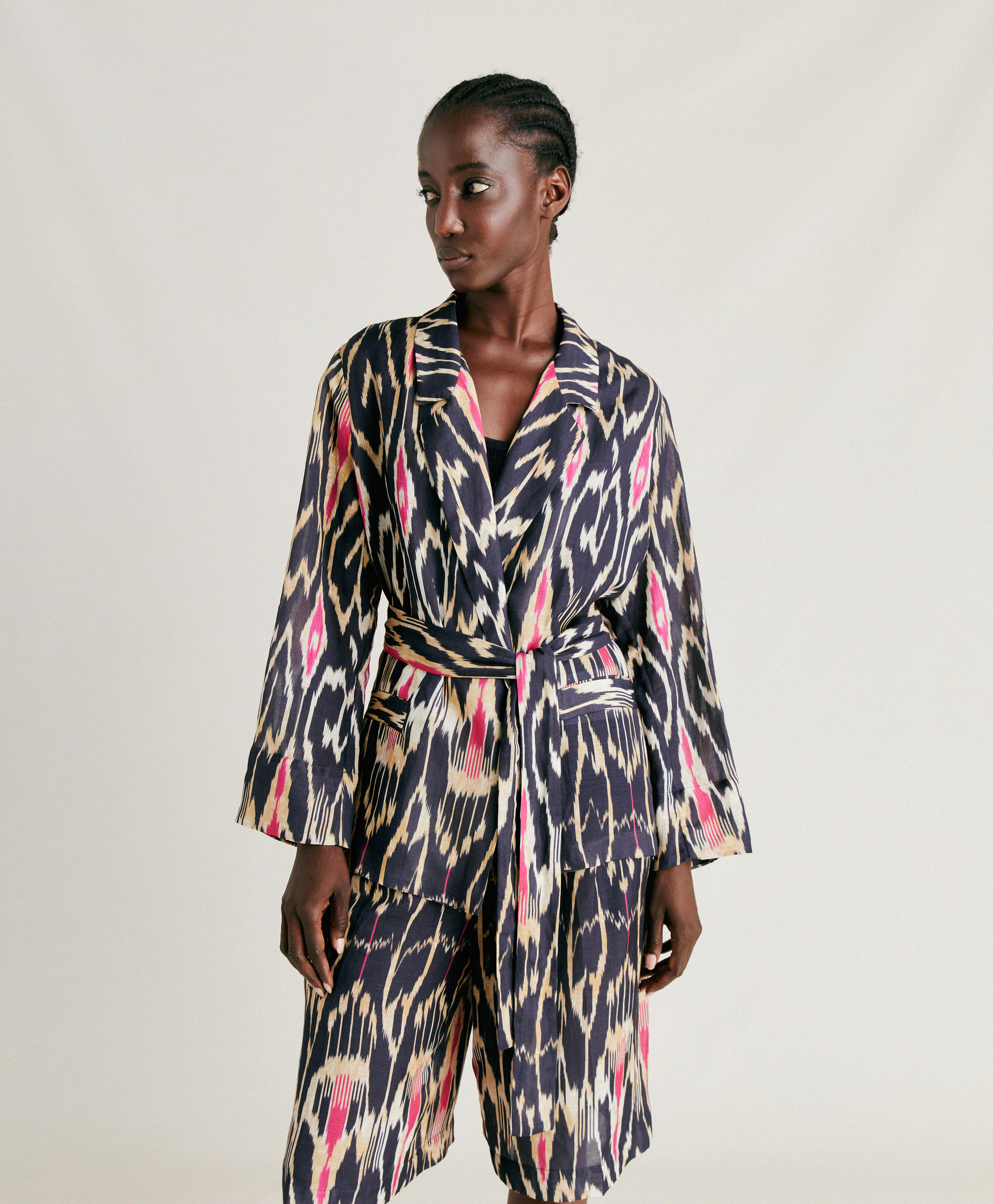 CRISTAL JACKET IN VISCOSE/LINEN - MULTICOLOR BLUE - Momonì