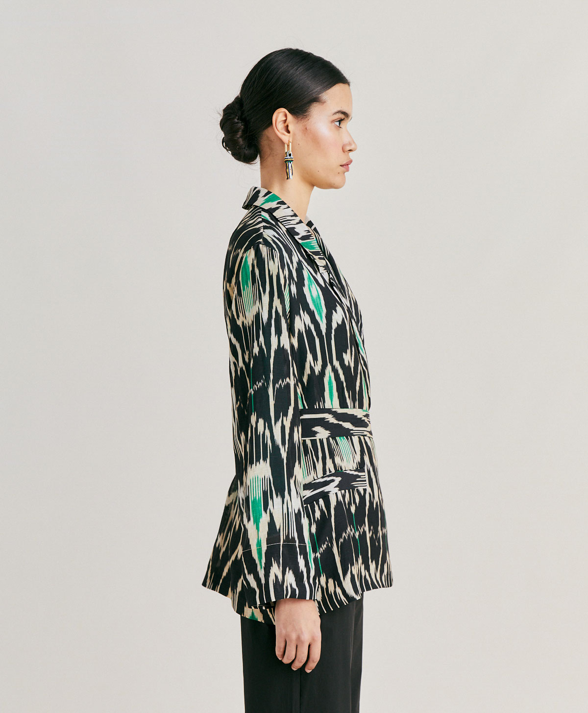 VESTE CRISTAL EN VISCOSE LIN - MULTICOLORE NOIR - Momonì
