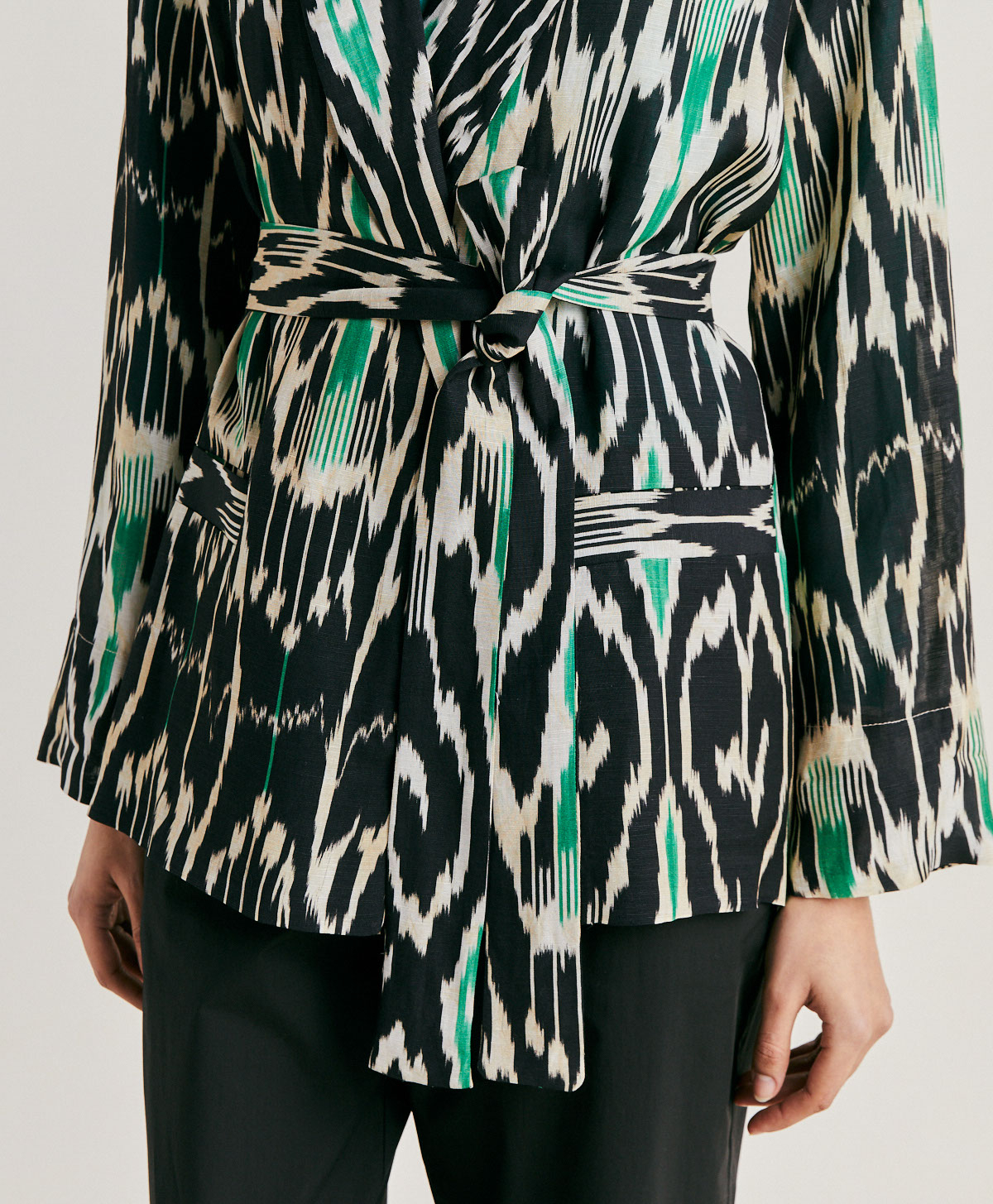 VESTE CRISTAL EN VISCOSE LIN - MULTICOLORE NOIR - Momonì
