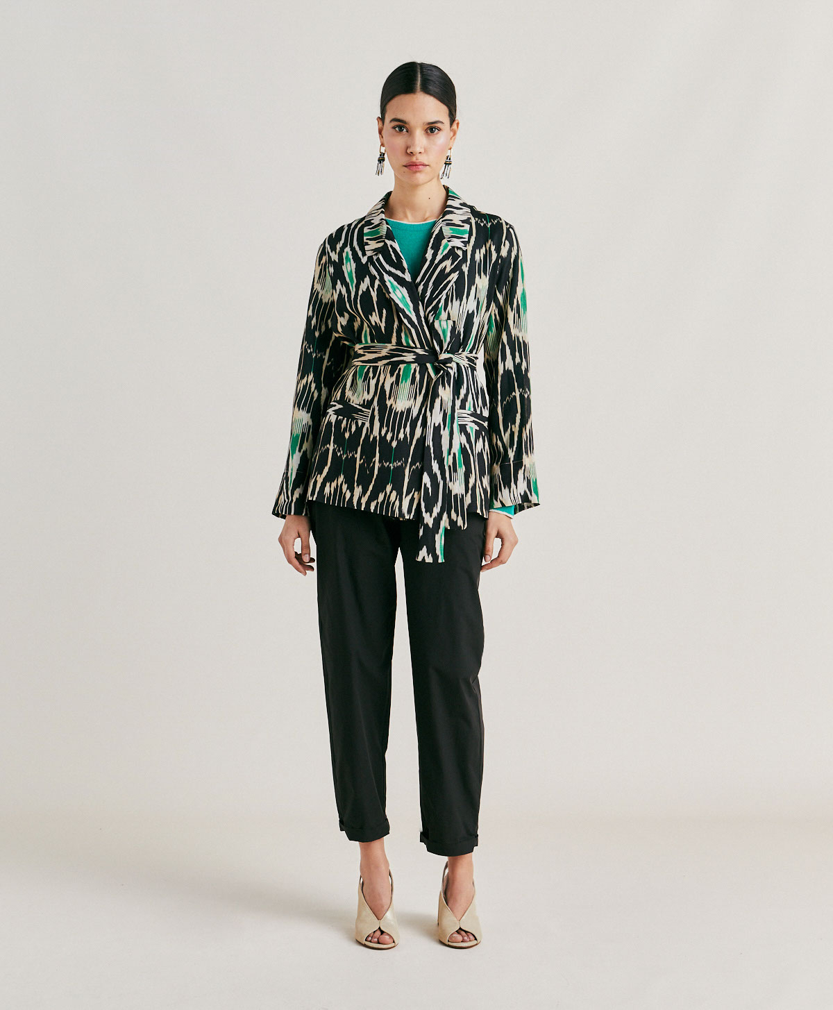 VESTE CRISTAL EN VISCOSE LIN - MULTICOLORE NOIR - Momonì