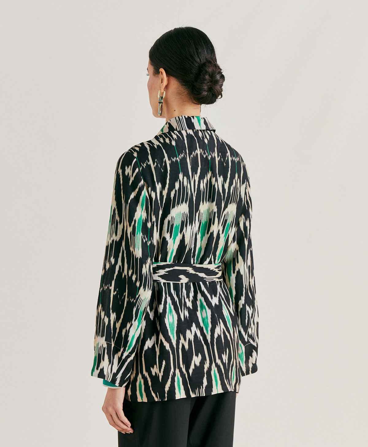 VESTE CRISTAL EN VISCOSE LIN - MULTICOLORE NOIR - Momonì