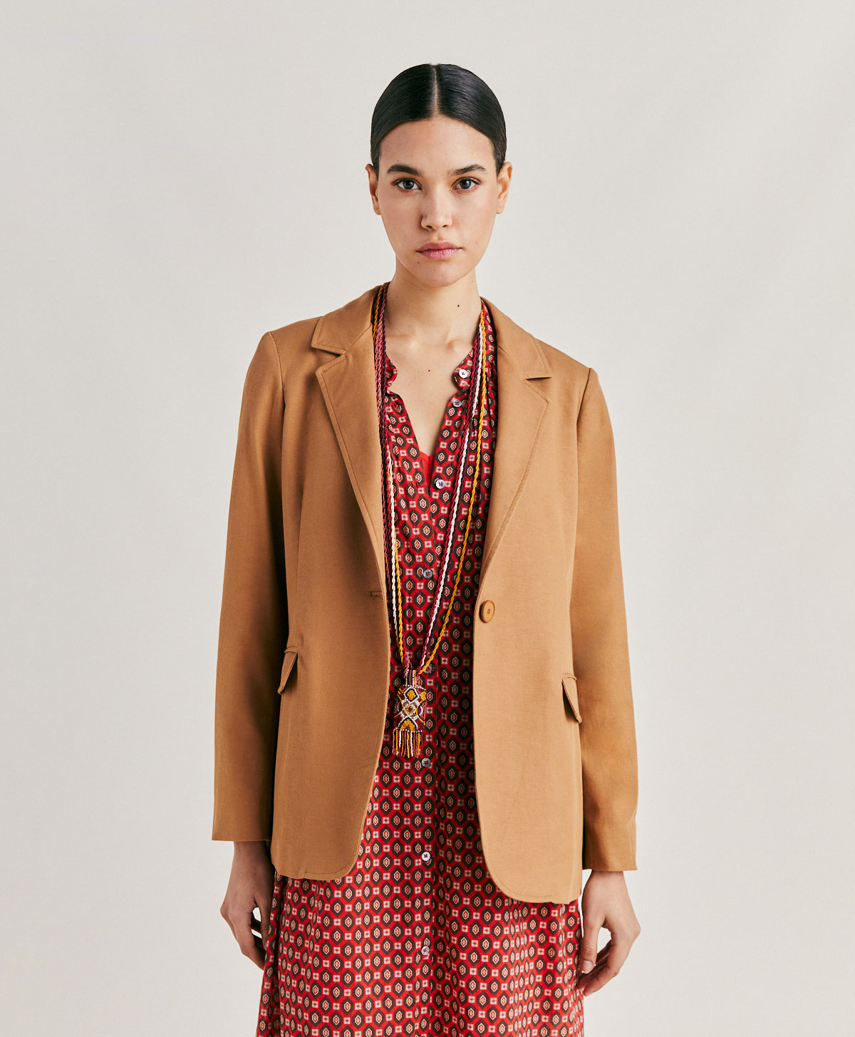 FUTURA JACKET IN STRETCH GABARDINE - CARAMEL - Momonì