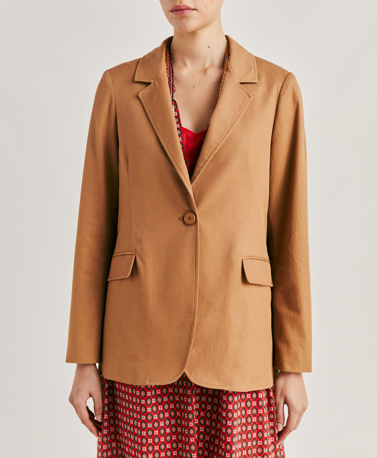 FUTURA JACKET IN STRETCH GABARDINE - CARAMEL - Momonì
