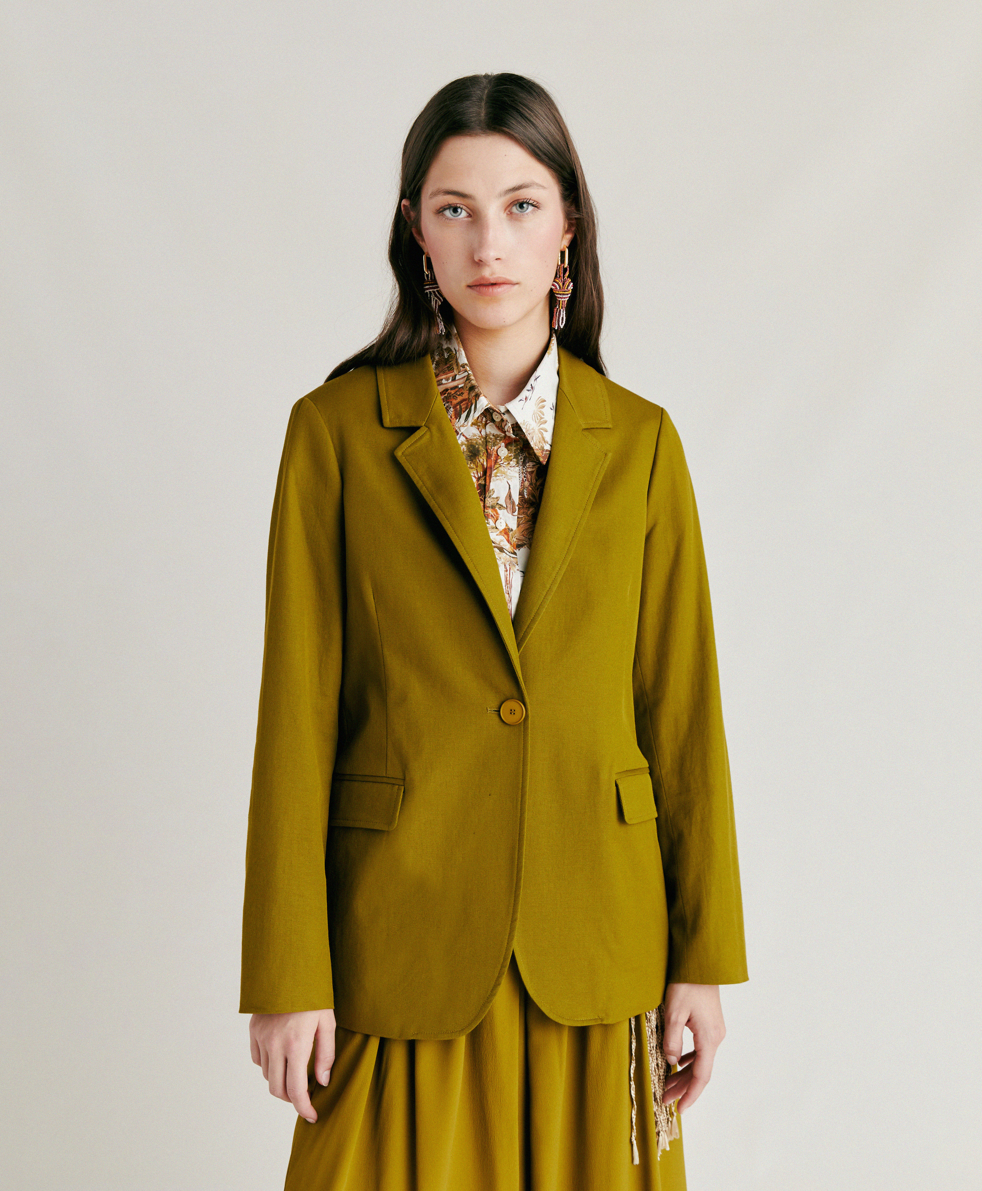 FUTURA JACKET IN STRETCH GABARDINE - OLIVE GREEN - Momonì