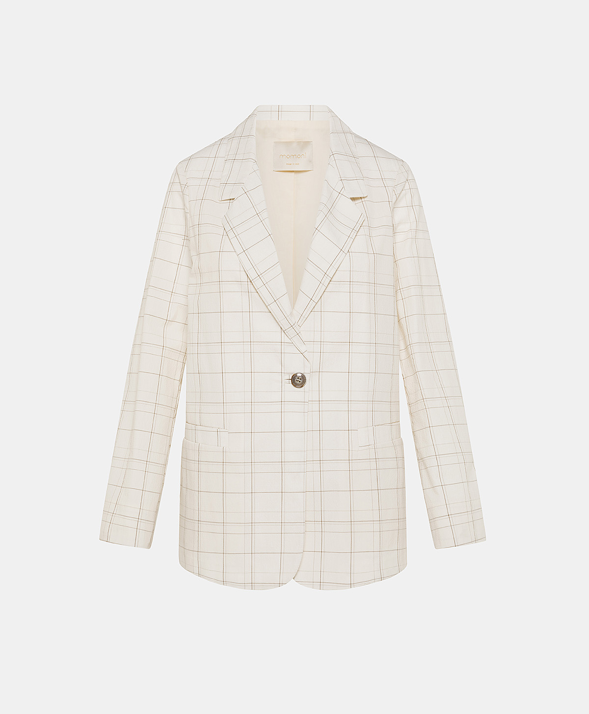 DAYTON JACKET IN CHECK SEERSUCKER - CREAM/MUD - Clothing - Momonì
