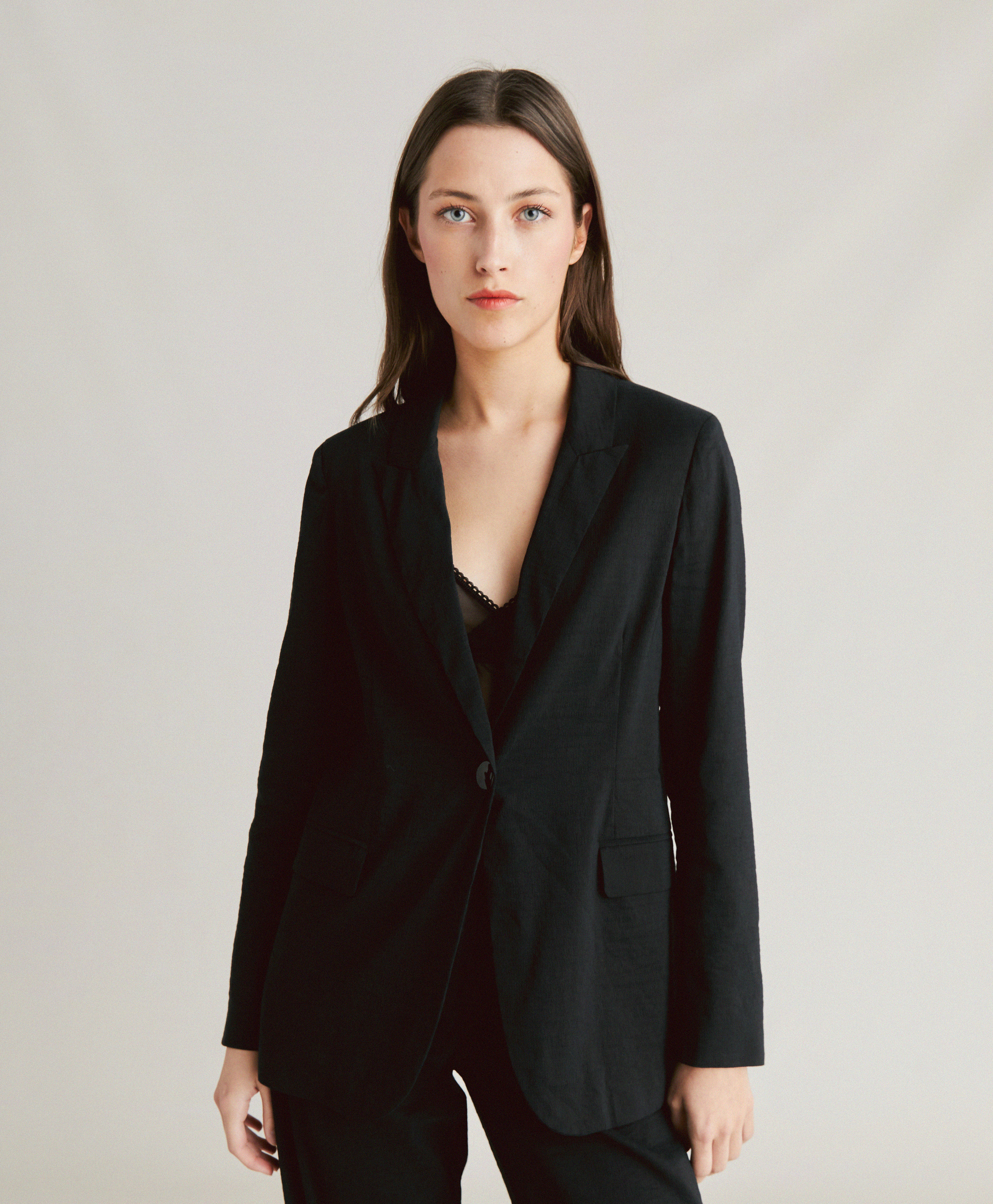 LUNEL JACKET IN COTTON LINEN - BLACK - Momonì