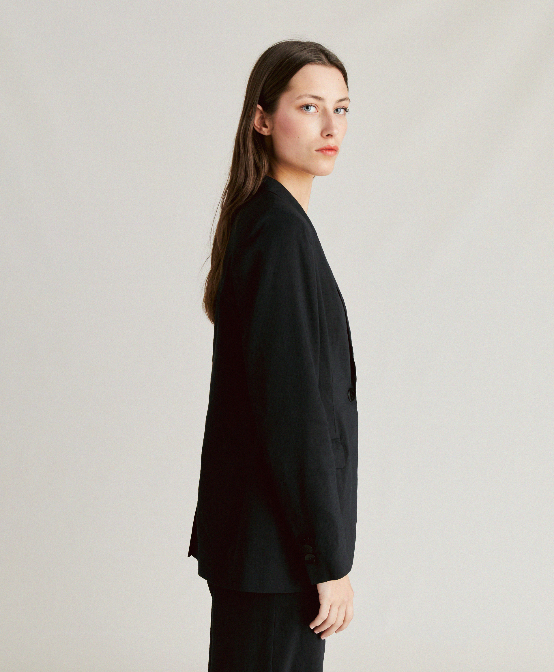 LUNEL JACKET IN COTTON LINEN - BLACK - Momonì