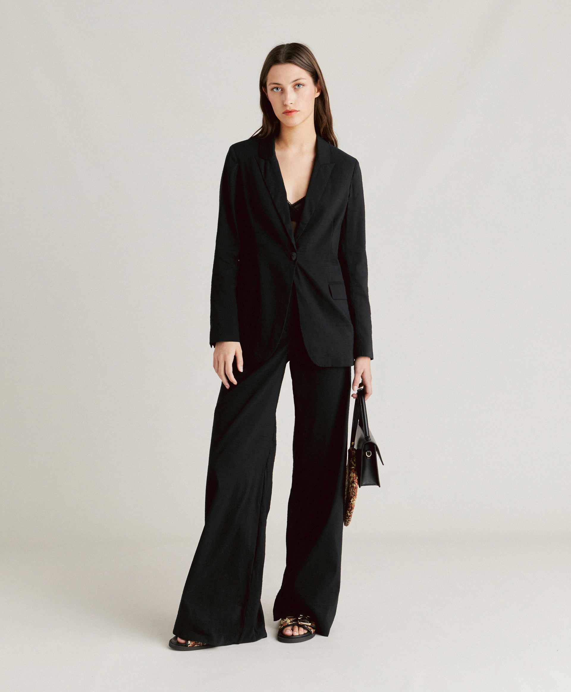LUNEL JACKET IN COTTON LINEN - BLACK - Momonì