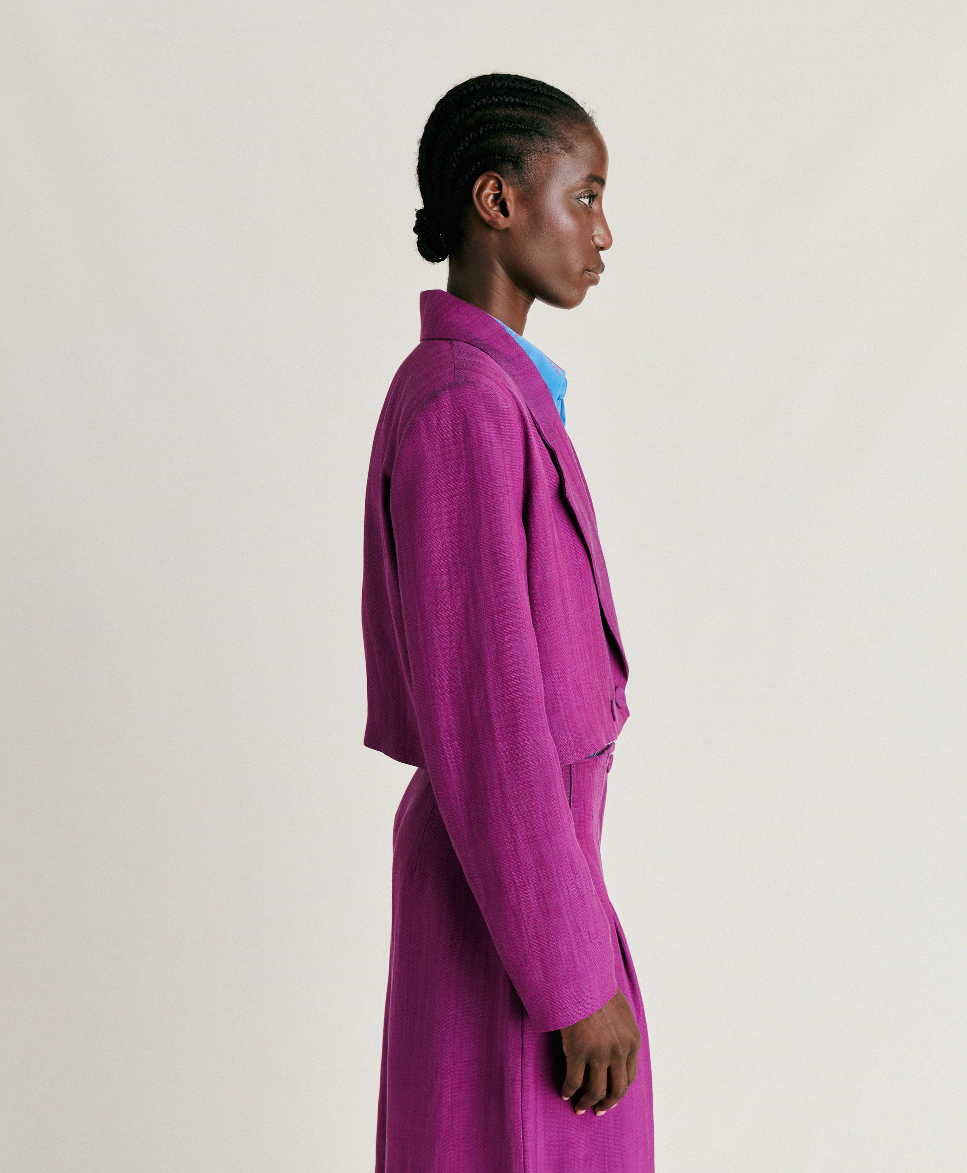 ROSITA JACKET IN ELEGANT VISCOSE LINEN - CYCLAMEN - Momonì