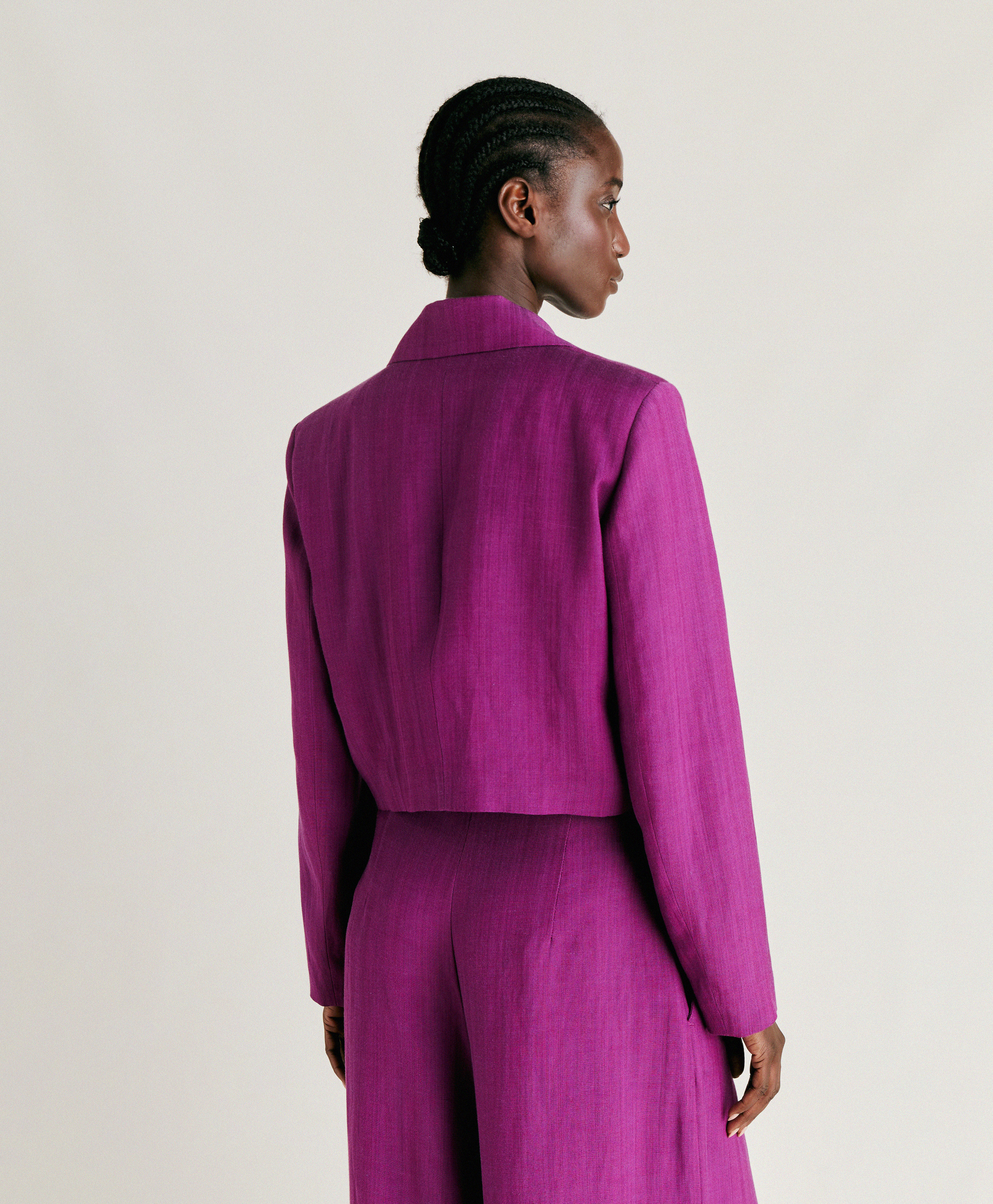 ROSITA JACKET IN ELEGANT VISCOSE LINEN - CYCLAMEN - Momonì