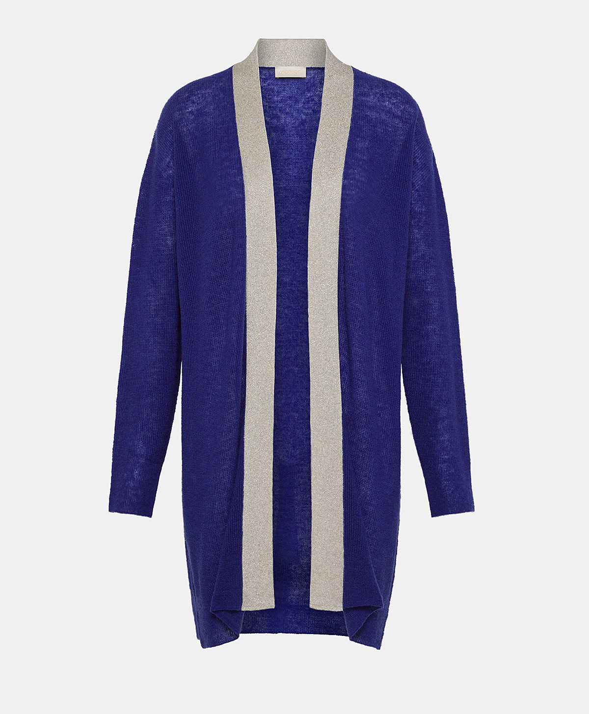 FLOSSY CARDIGAN  RIBBED WITH LUREX DETAILS - BLUE - Clothing - Momonì