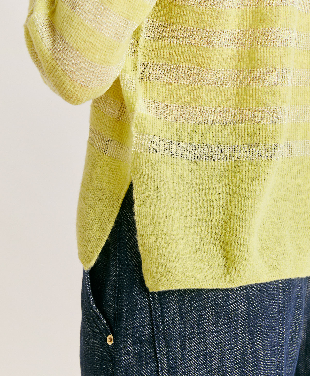 EGIDE KNITWEAR  STRIPED LUREX RIBBED - LIME GREEN - Momonì
