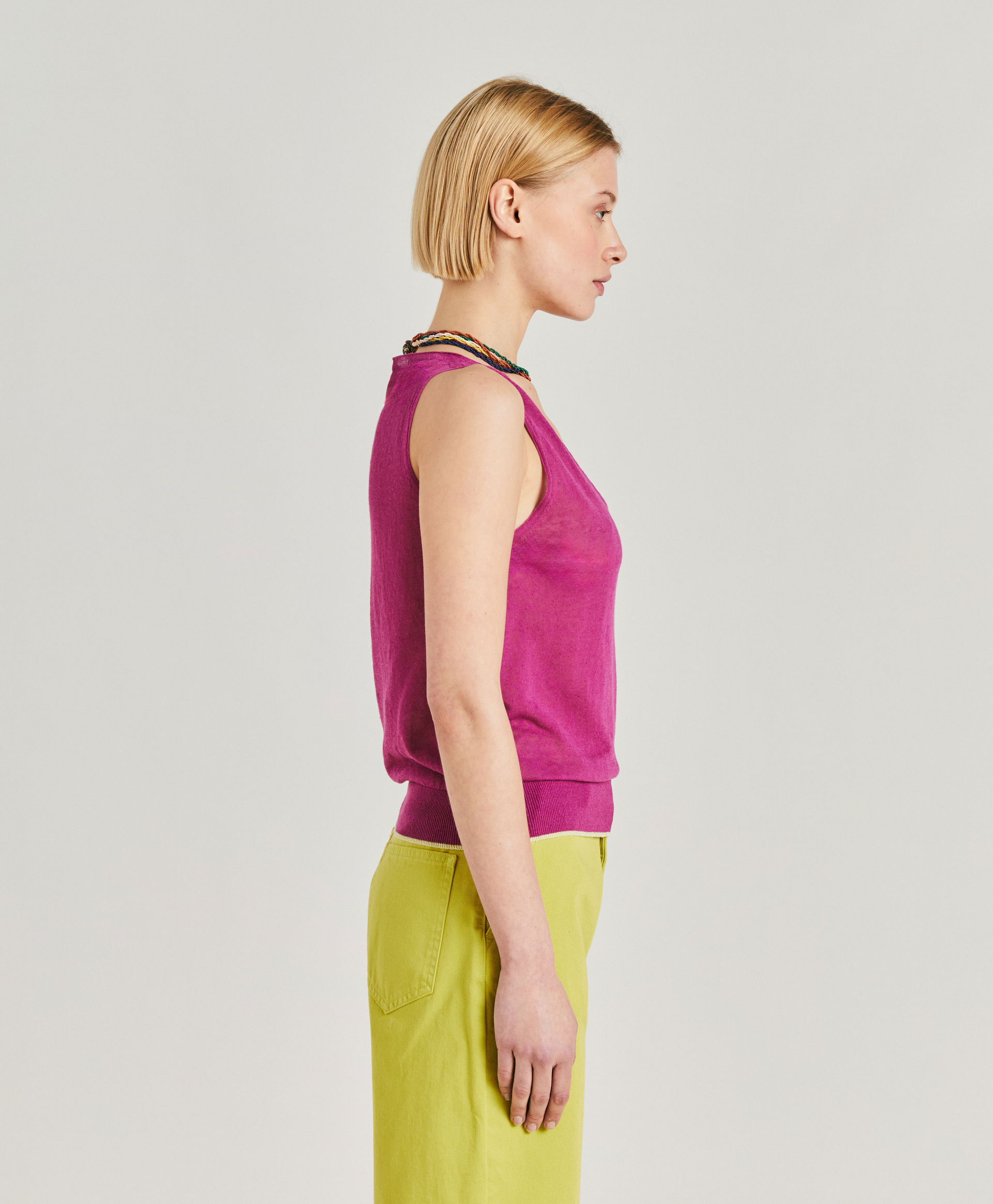 GRAZIOSA KNITWEAR IN LINEN - CYCLAMEN - Momonì