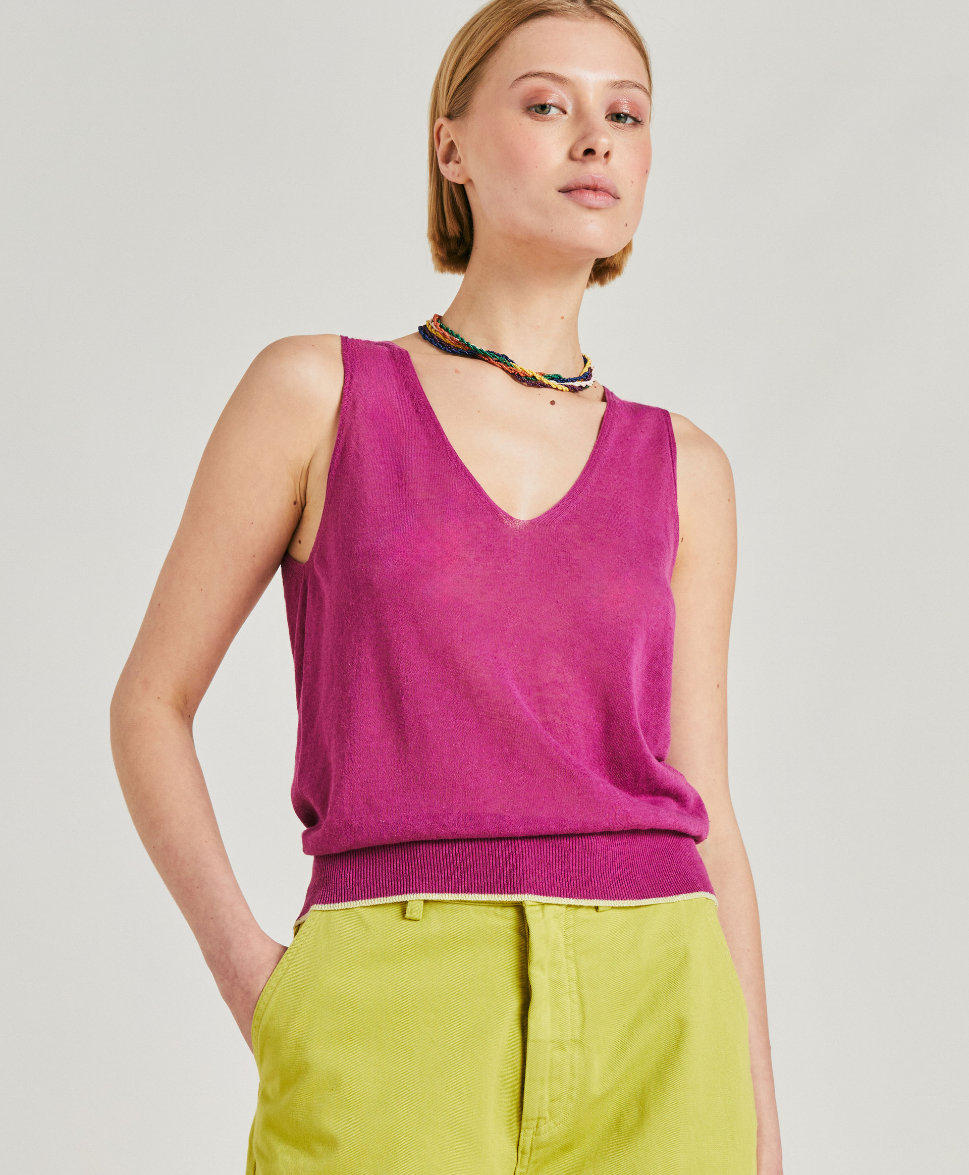 GRAZIOSA KNITWEAR IN LINEN - CYCLAMEN - Momonì