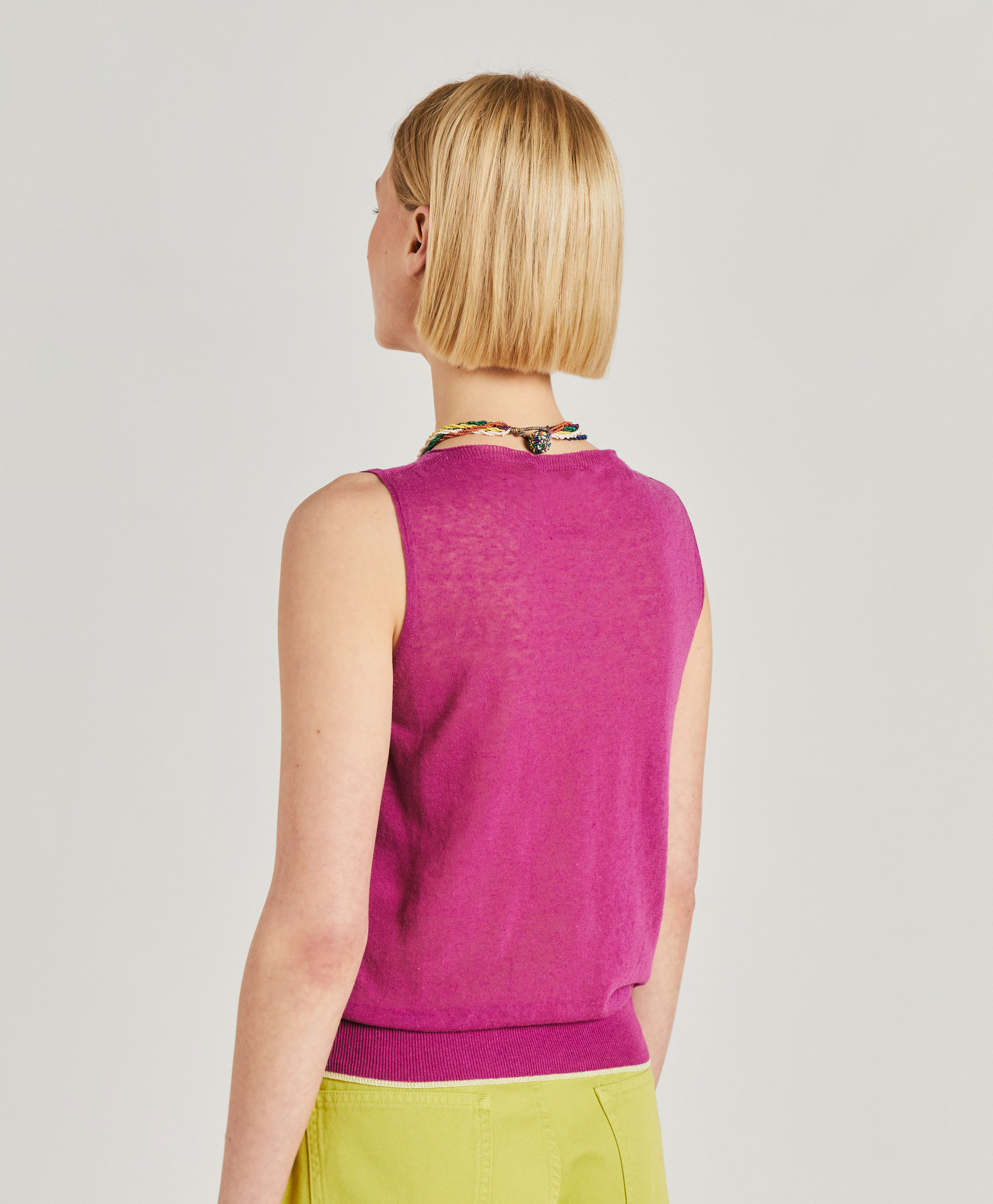 GRAZIOSA KNITWEAR IN LINEN - CYCLAMEN - Momonì