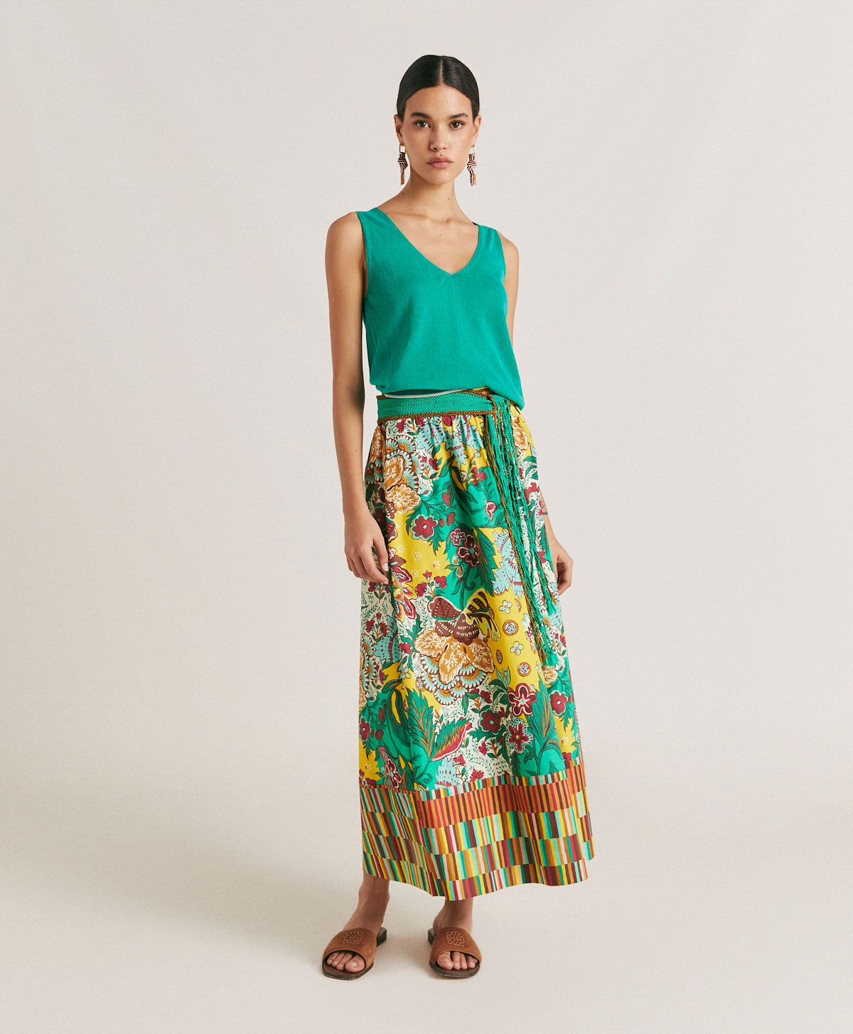 TRICOT GRAZIOSA EN LIN - VERT ÉMERAUDE - Momonì