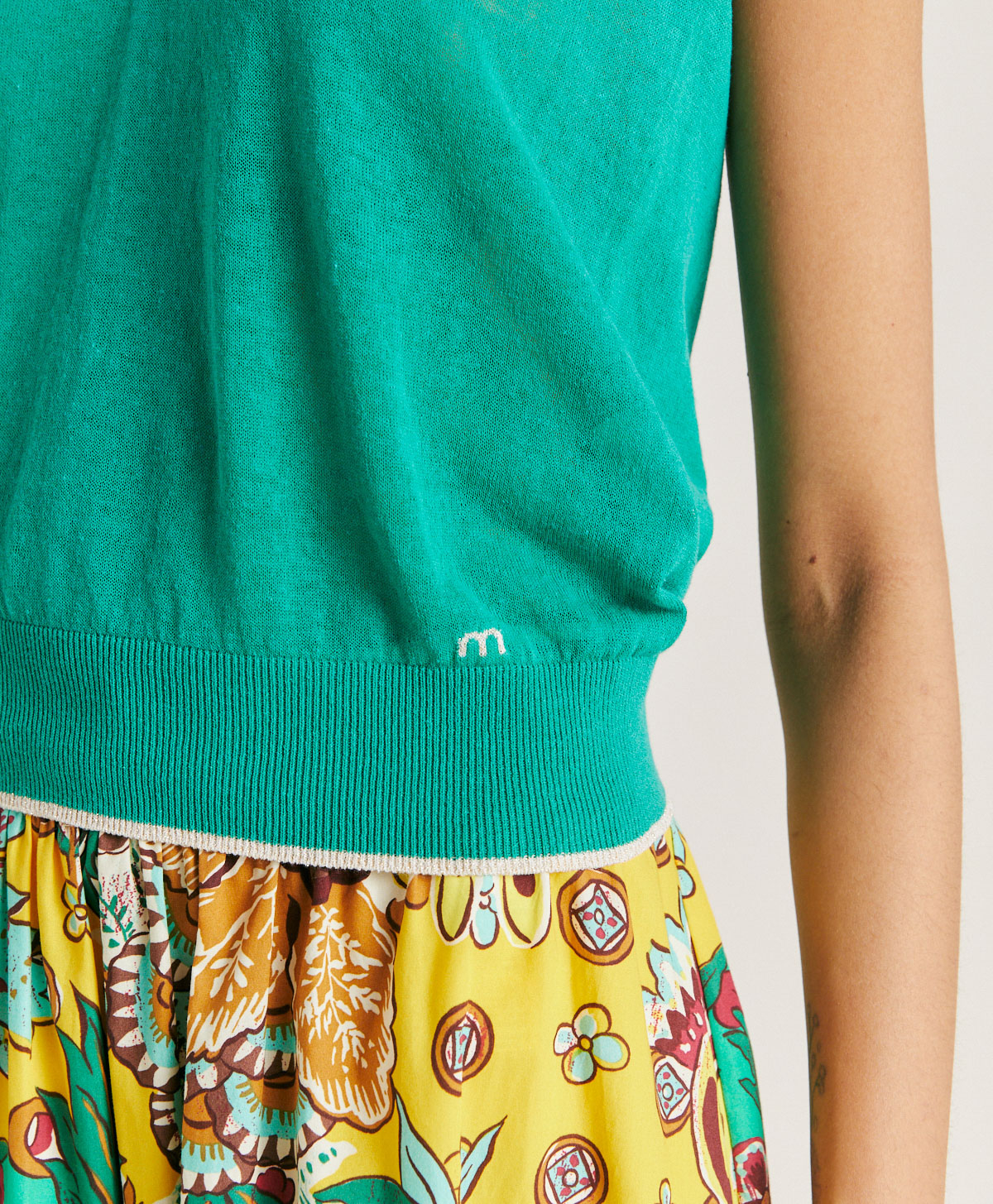 TRICOT GRAZIOSA EN LIN - VERT ÉMERAUDE - Momonì
