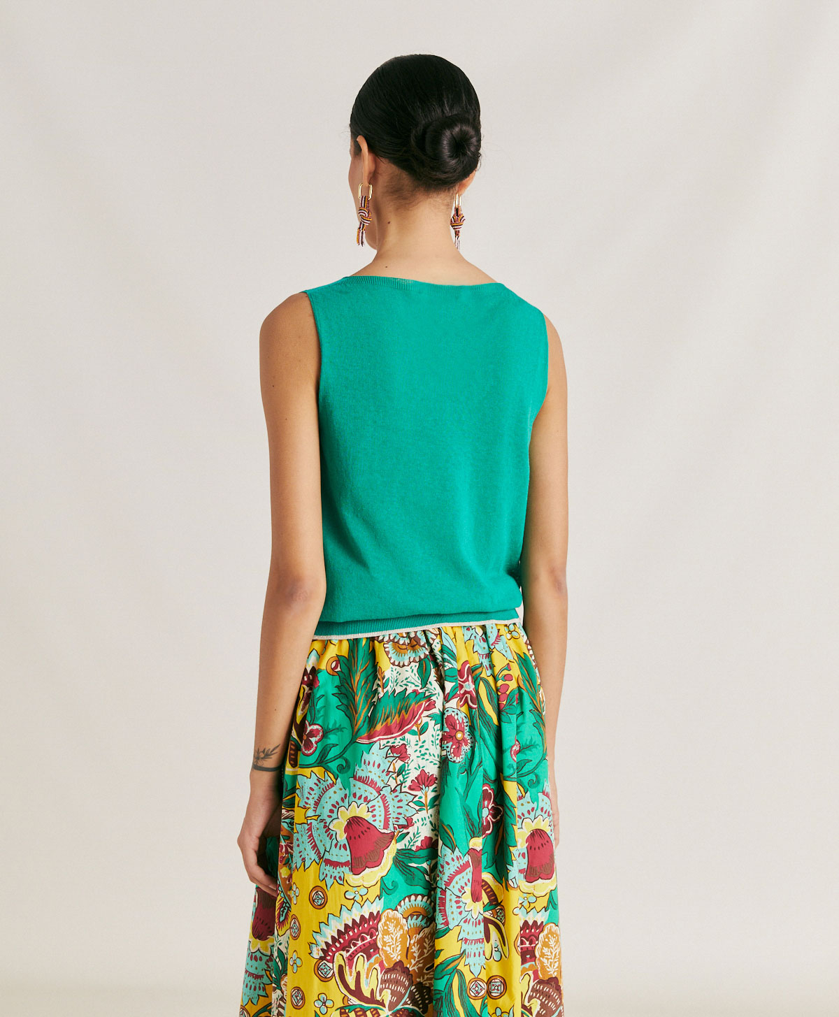 TRICOT GRAZIOSA EN LIN - VERT ÉMERAUDE - Momonì