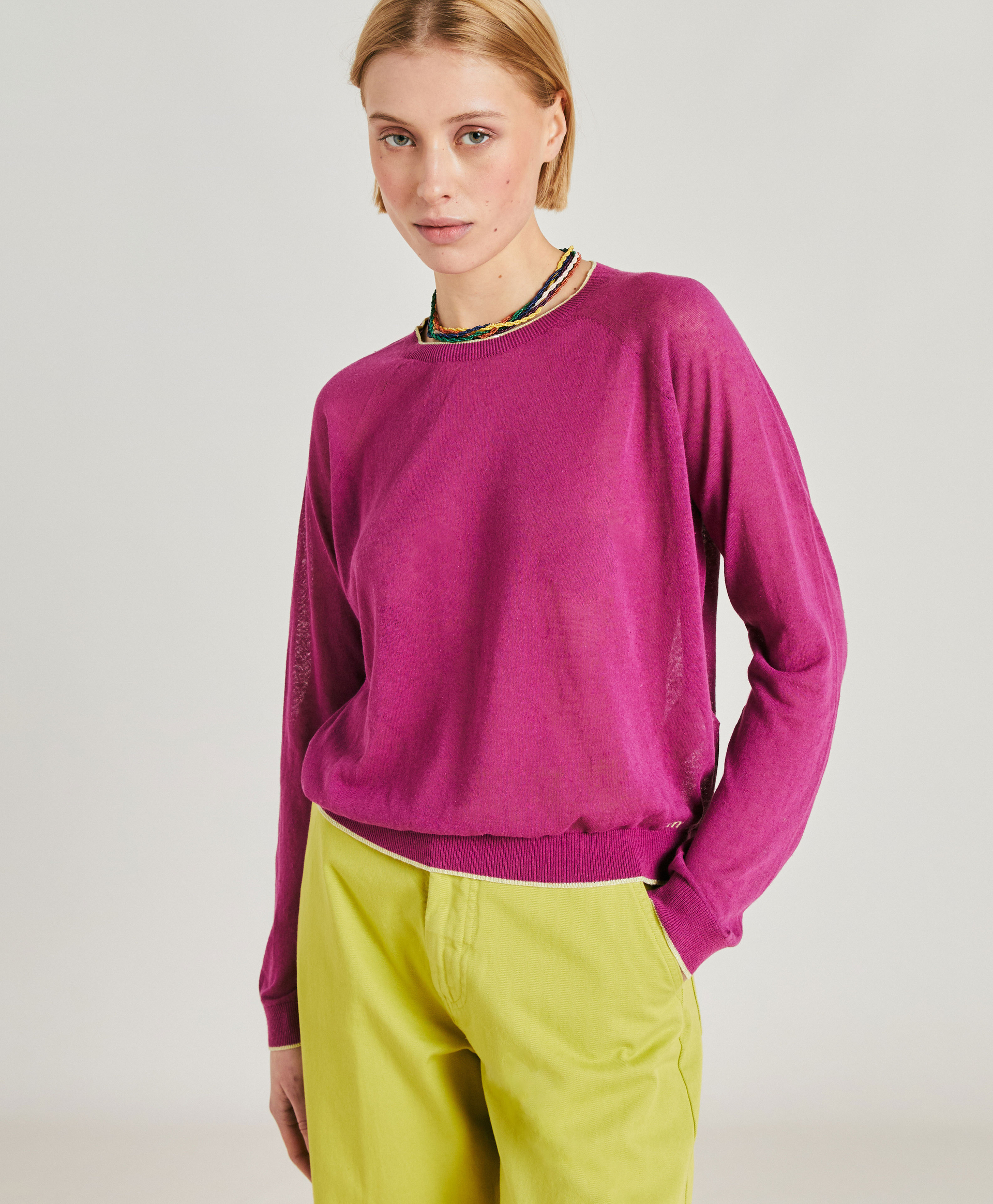 TRICOT RIO EN LIN - CYCLAMEN - Clothing - Momonì
