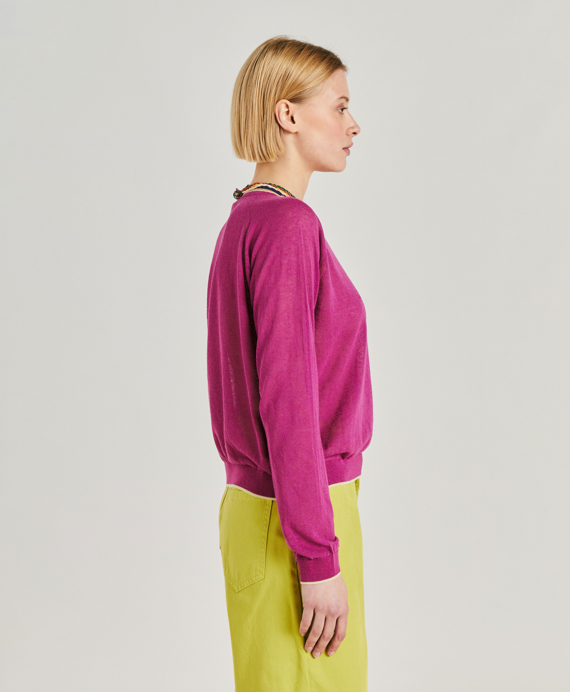 RIO KNITWEAR IN LINEN - CYCLAMEN - Momonì