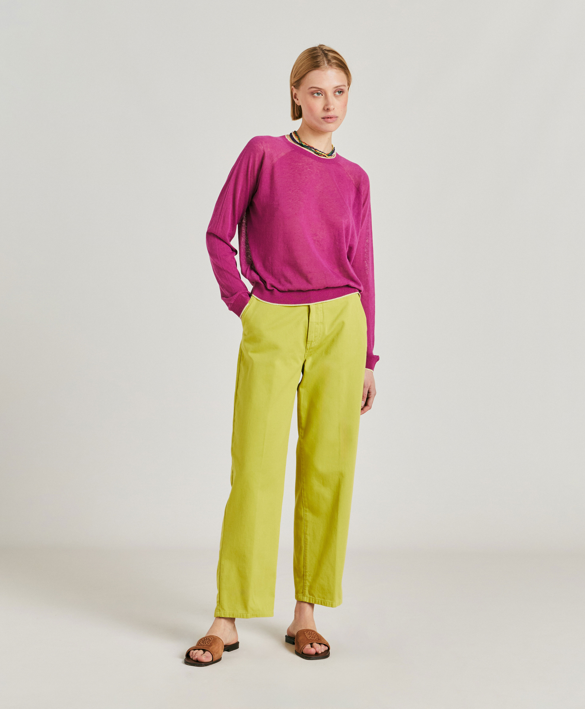 RIO KNITWEAR IN LINEN - CYCLAMEN - Momonì
