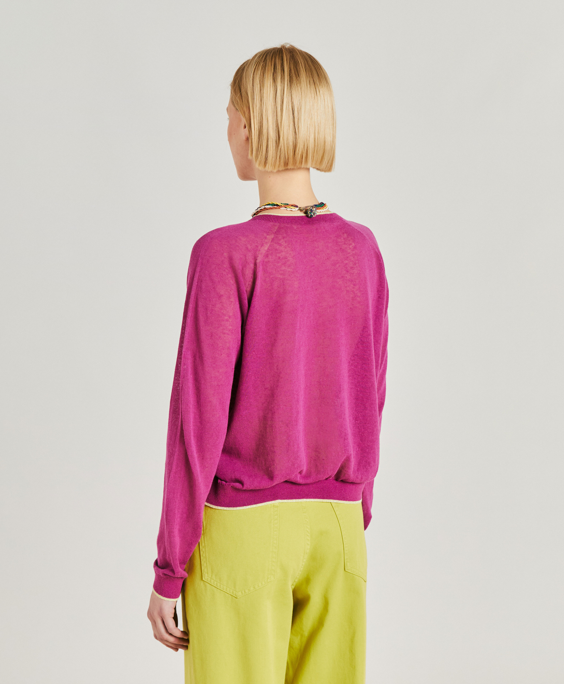 RIO KNITWEAR IN LINEN - CYCLAMEN - Momonì
