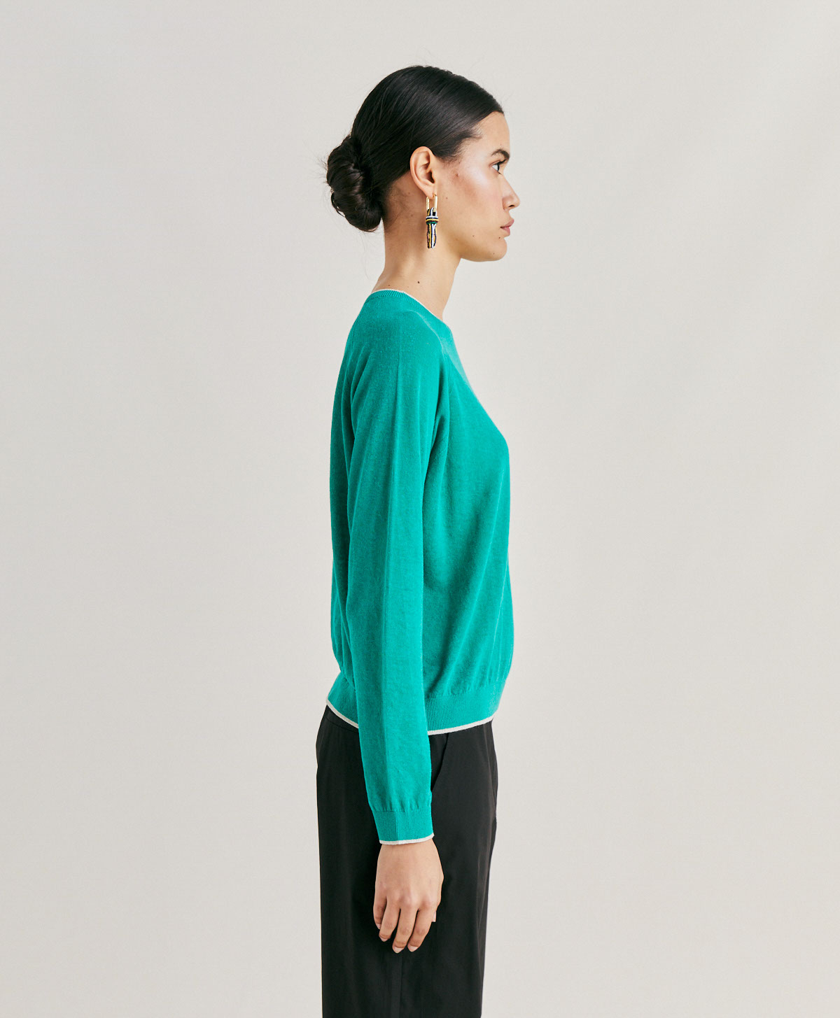 TRICOT RIO EN LIN - VERT ÉMERAUDE - Momonì