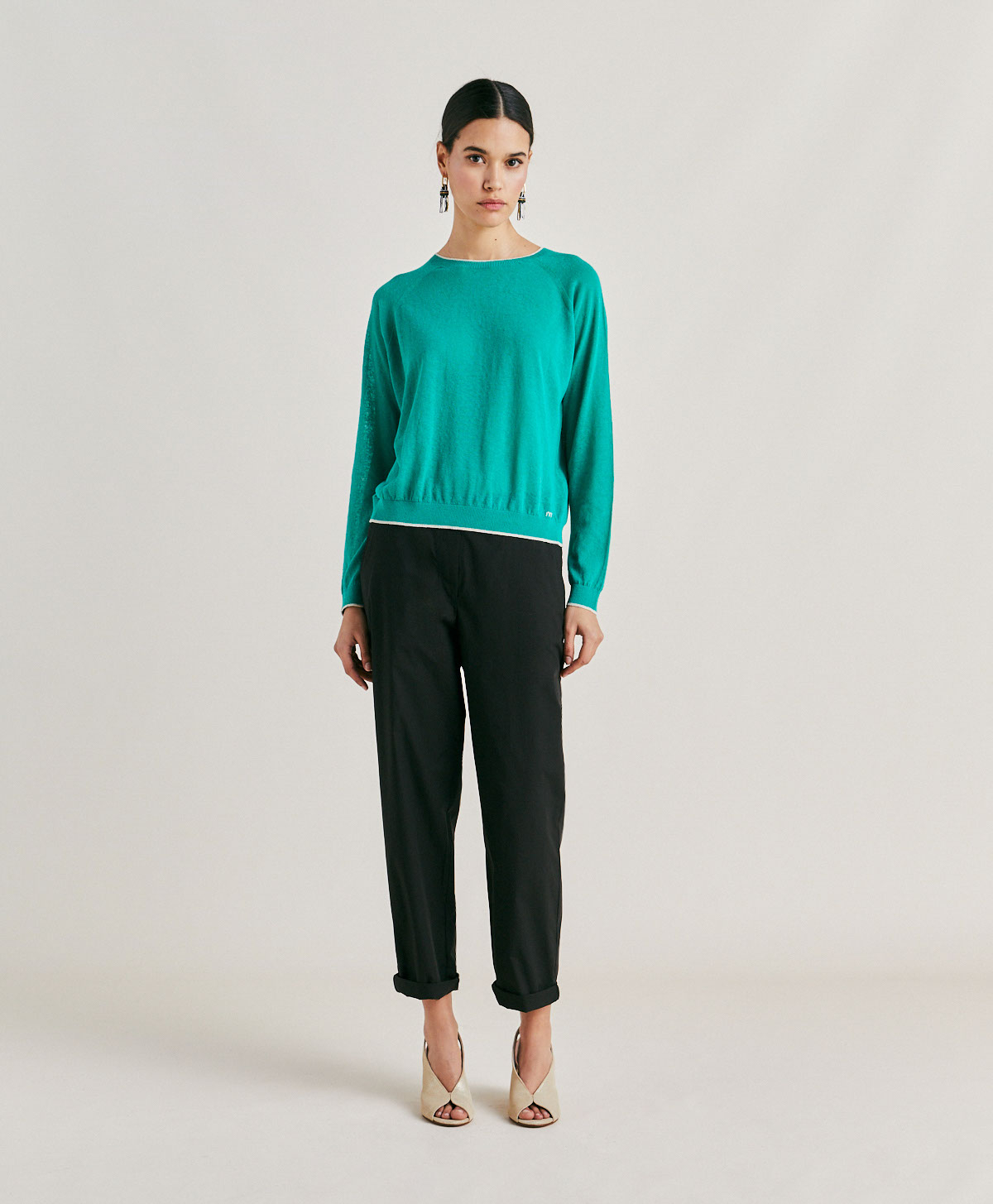 TRICOT RIO EN LIN - VERT ÉMERAUDE - Momonì