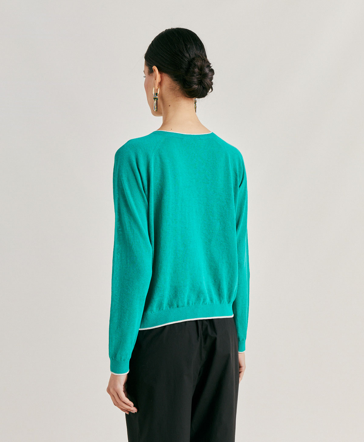 TRICOT RIO EN LIN - VERT ÉMERAUDE - Momonì