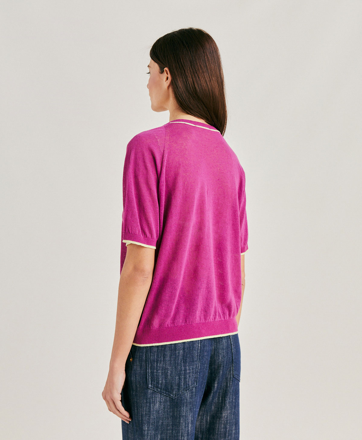 EDIE KNITWEAR IN LINEN - CYCLAMEN - Momonì