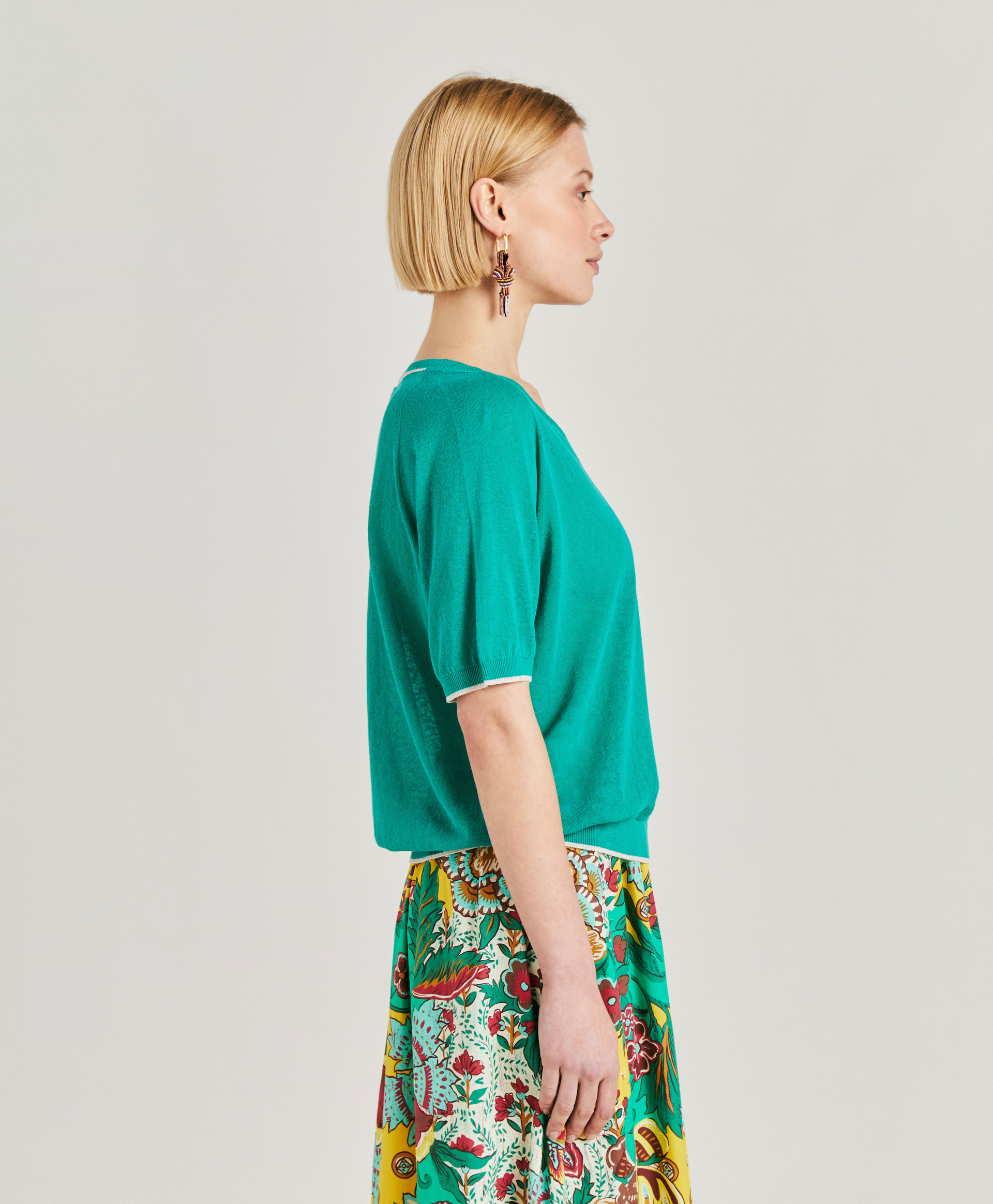 TRICOT EDIE EN LIN - VERT ÉMERAUDE - Momonì