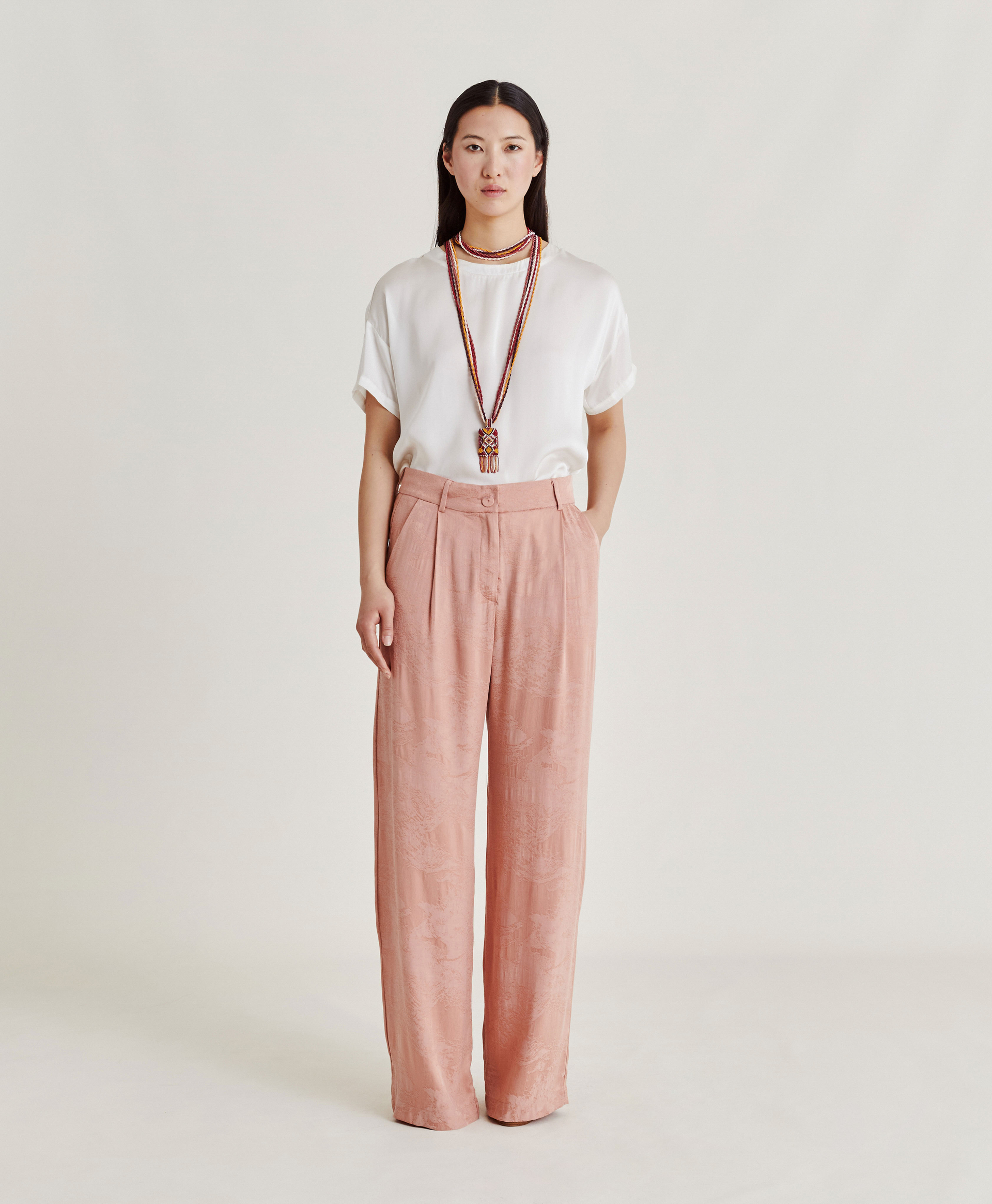 AUSTIN PANT IN SILK TWILL - PINK - Momonì