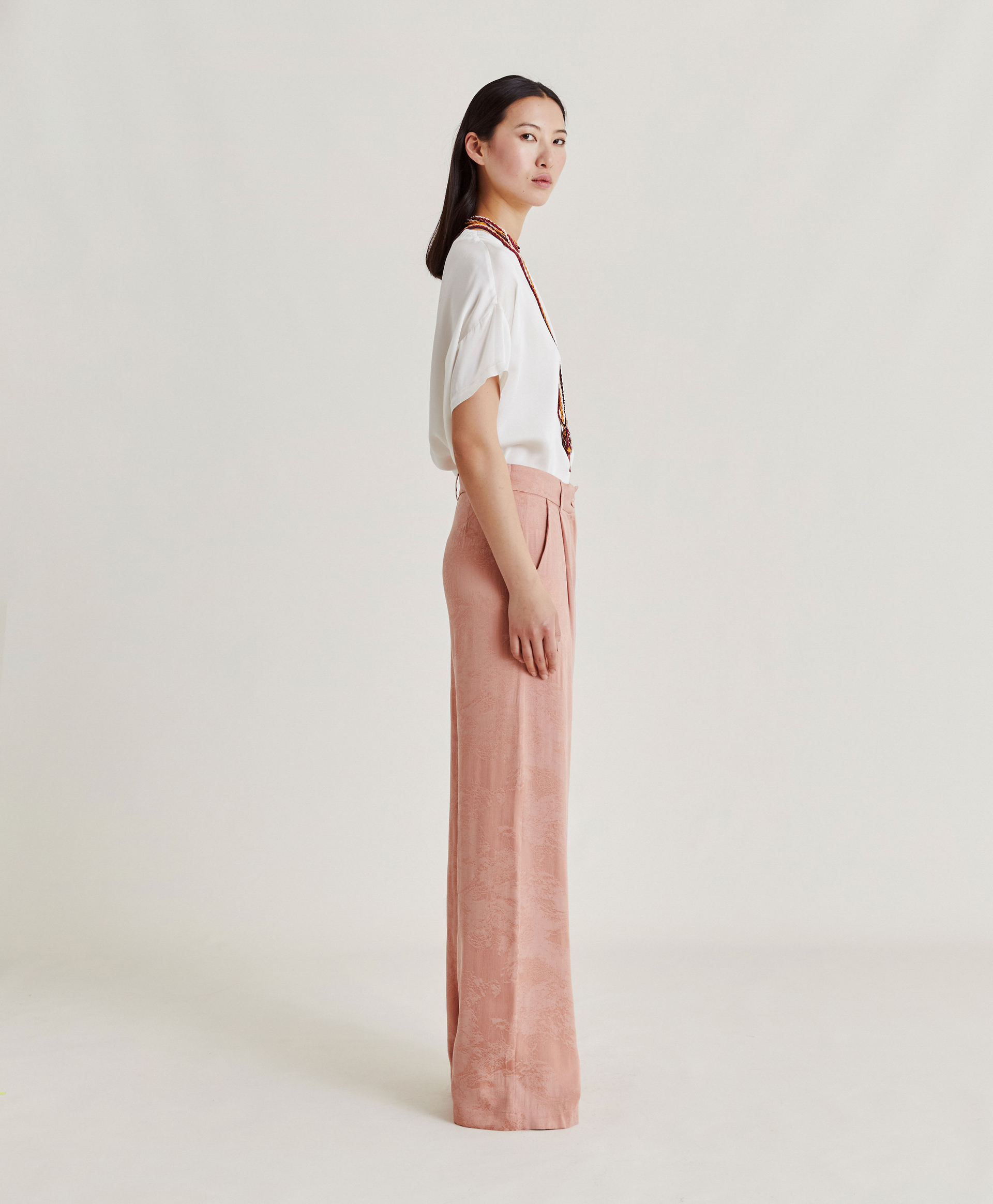 AUSTIN PANT IN SILK TWILL - PINK - Momonì