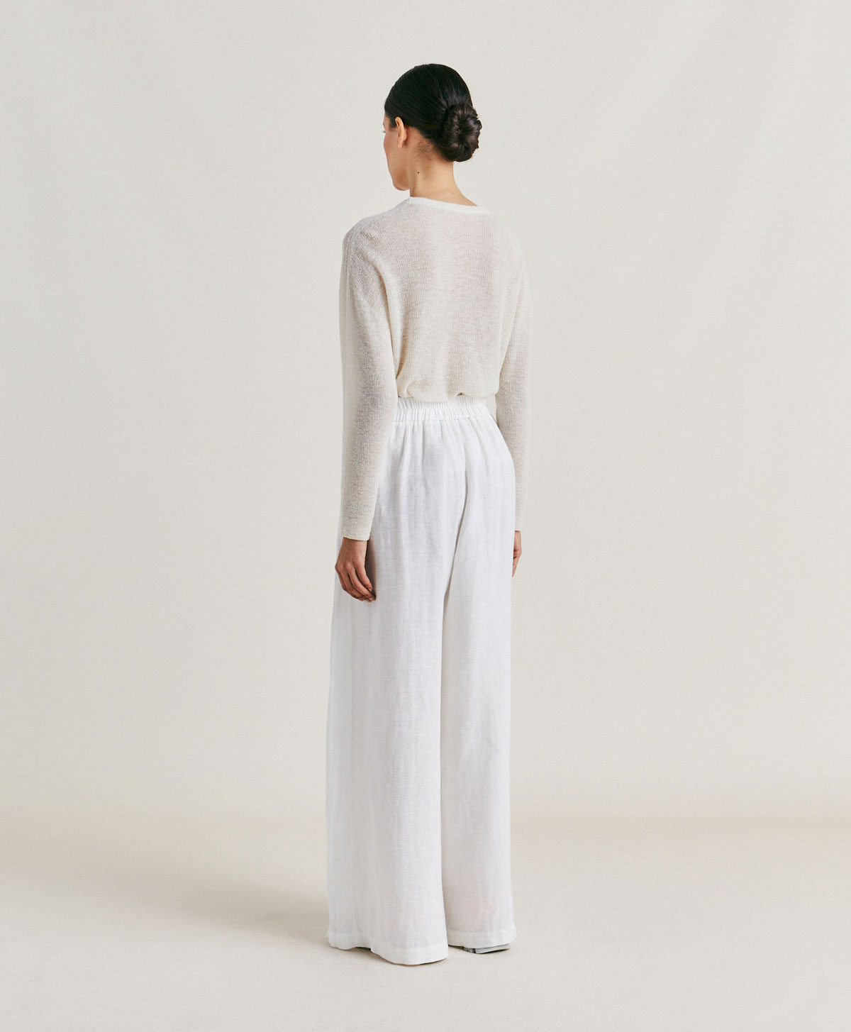 ASPEN PANT IN LINEN - OPTICAL WHITE - Momonì