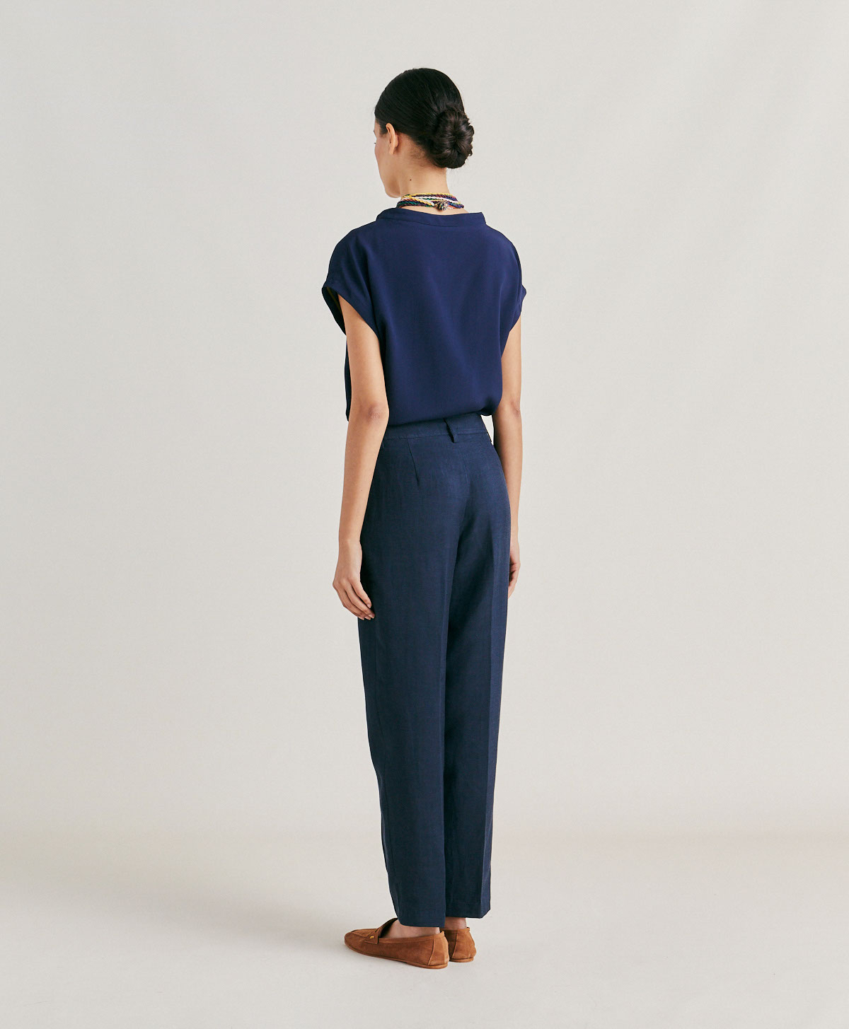 MATTHIEUPANT IN ELEGANT VISCOSE LINEN - DARK BLUE - Momonì