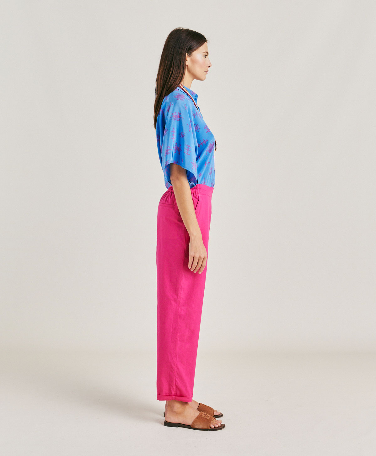 IDAHO PANT IN POPLIN - FUCHSIA - Momonì