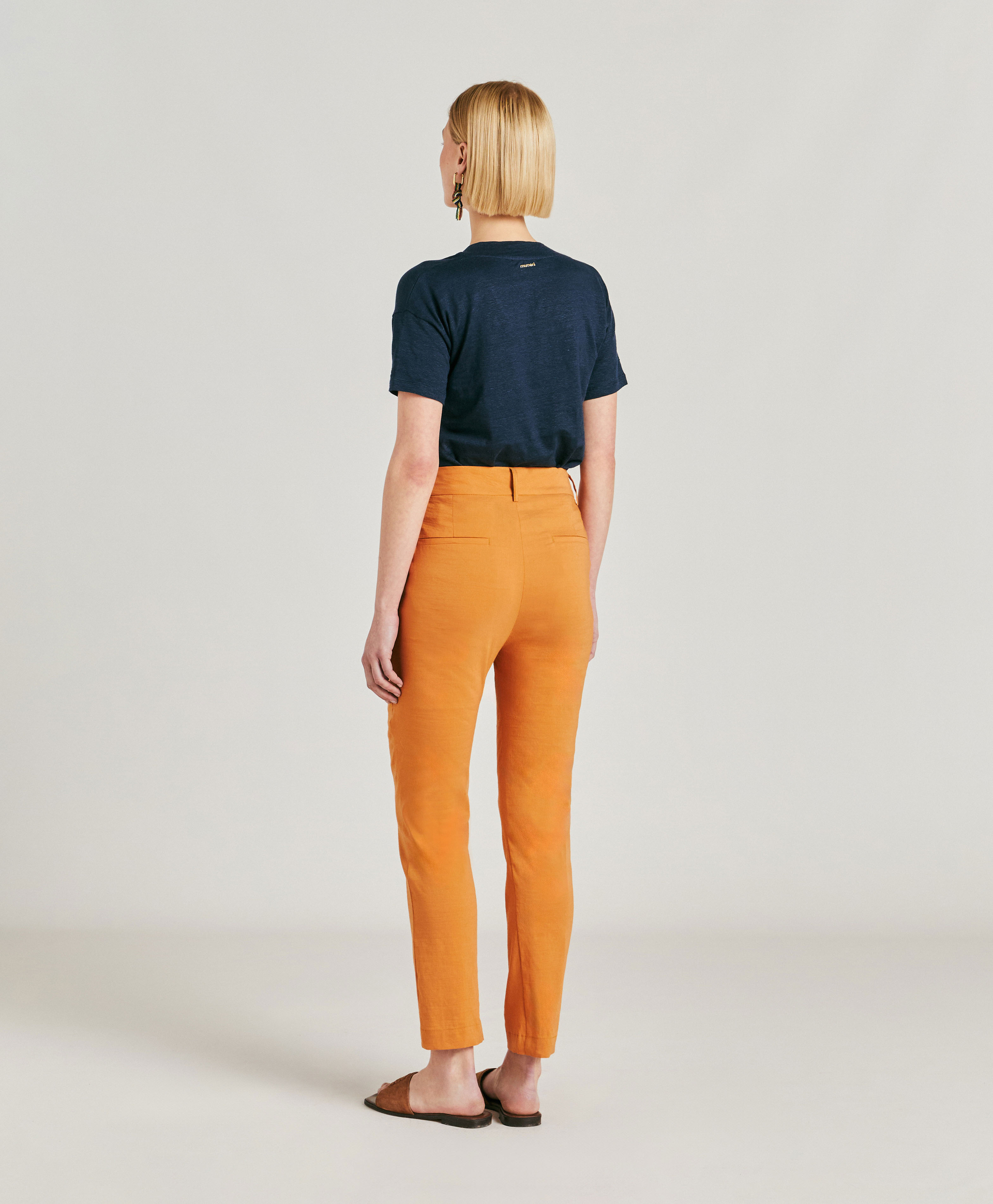 PANTALON LYON EN LIN COTON - PAPAYA - Momonì
