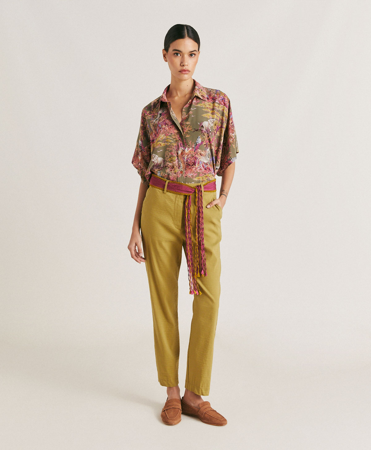 LYON PANT IN COTTON LINEN - AVOCADO - Momonì